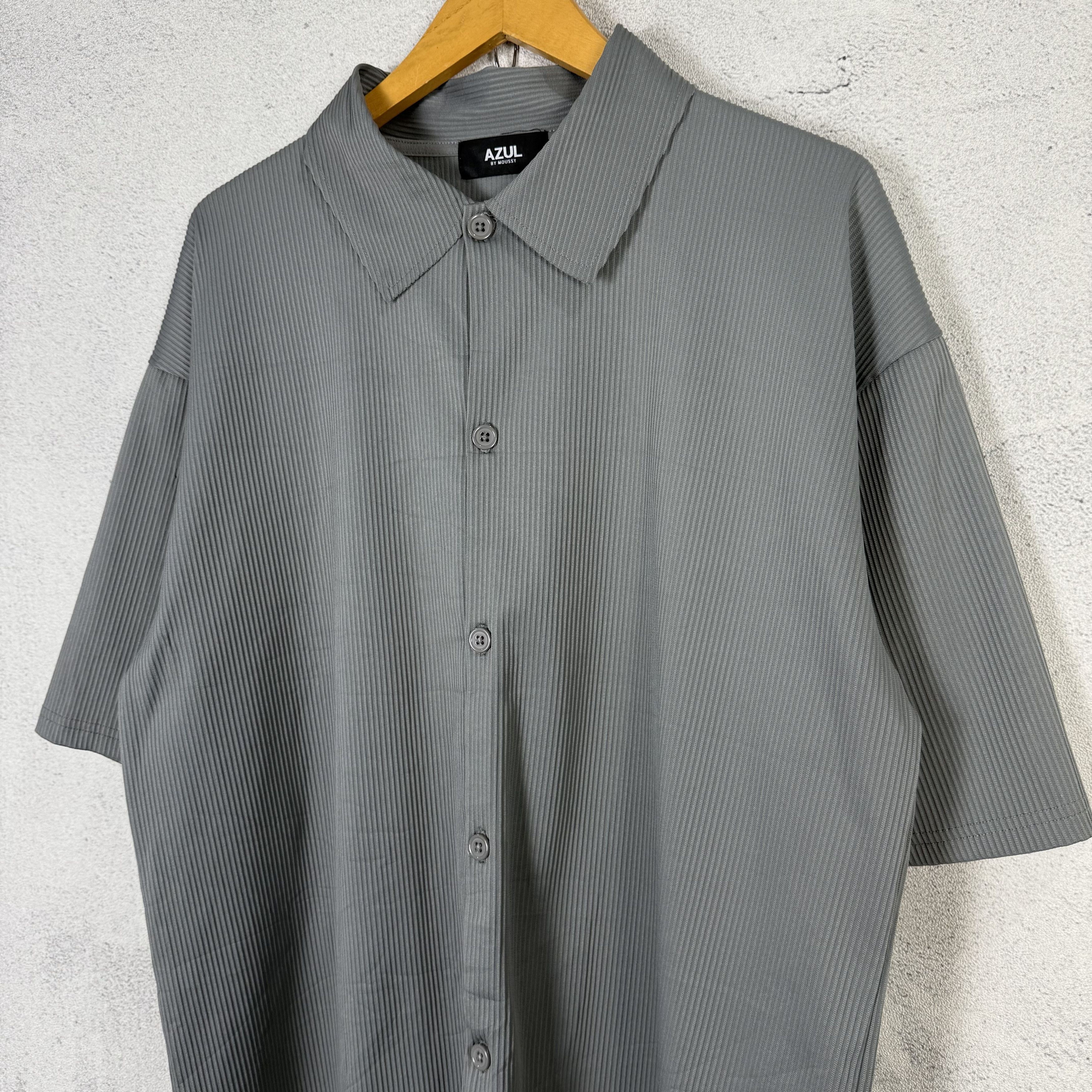 Japanese Brand Azul by Moussy Pleats Please Minimalist Ribbed Boxy Shirt Size US L / EU 52-54 / 3 - 3 Thumbnail