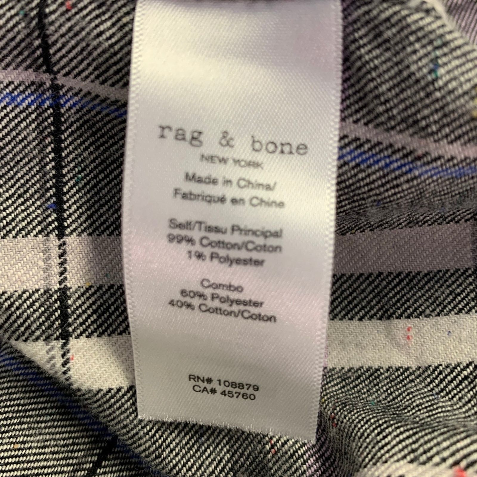 Rag & Bone Black White & Purple Plaid Pointed Collar Long Sleeve Shirt Size US S / EU 44-46 / 1 - 5 Thumbnail