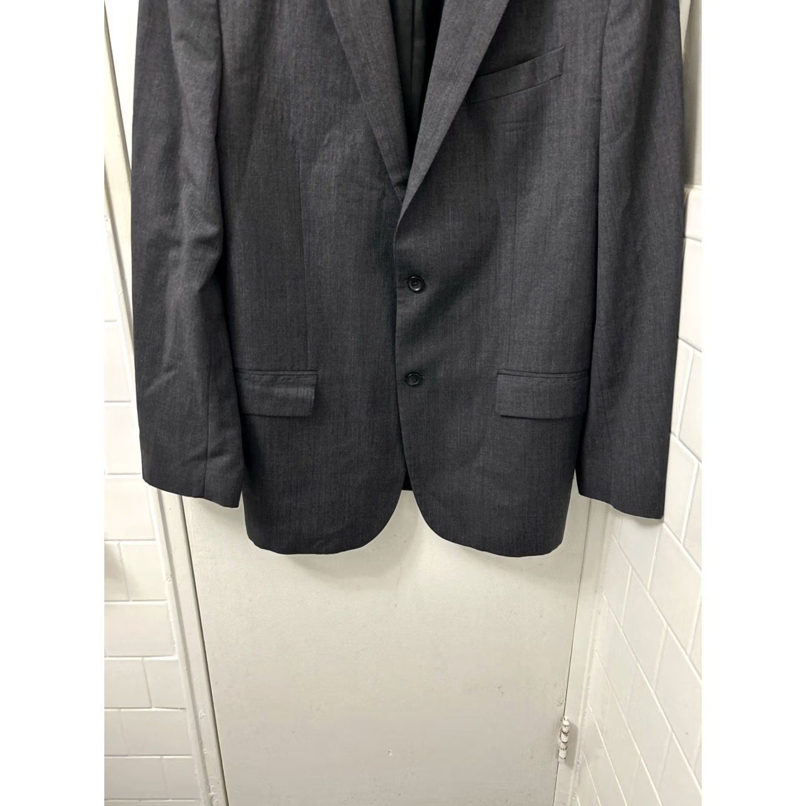 Banana Republic Banana Republic Blazer Mens 46L Charcoal Gray 100% Wool 2-Button Suit Jacket Size 46R - 3 Thumbnail