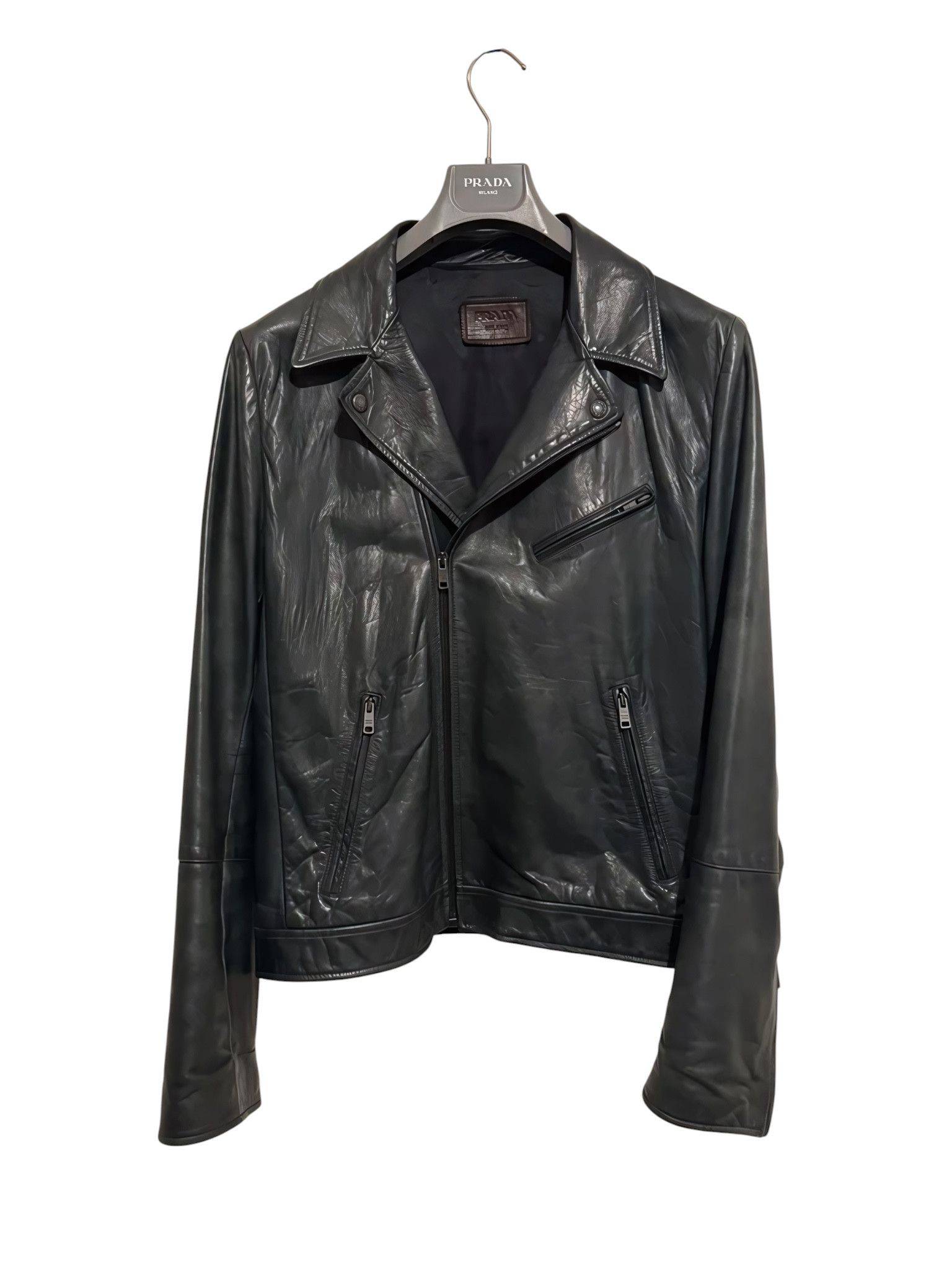 Prada LAMBSKIN LEATHER BIKER JACKET Size US L / EU 52-54 / 3 - 2 Thumbnail