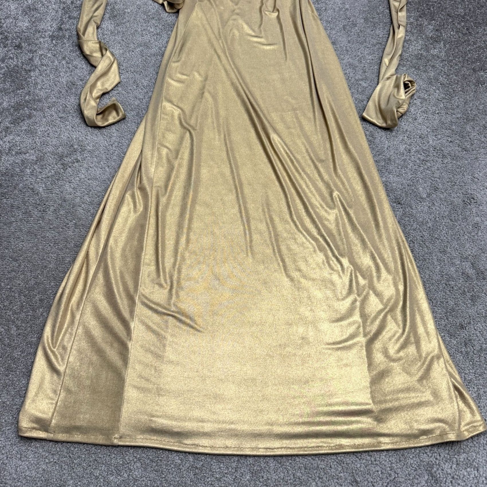 Twisted X Julie Brown Dress Womens 0P Gold Belted Metallic Maxi Twisted Front Party Formal Size XS / US 0-2 / IT 36-38 - 4 Thumbnail