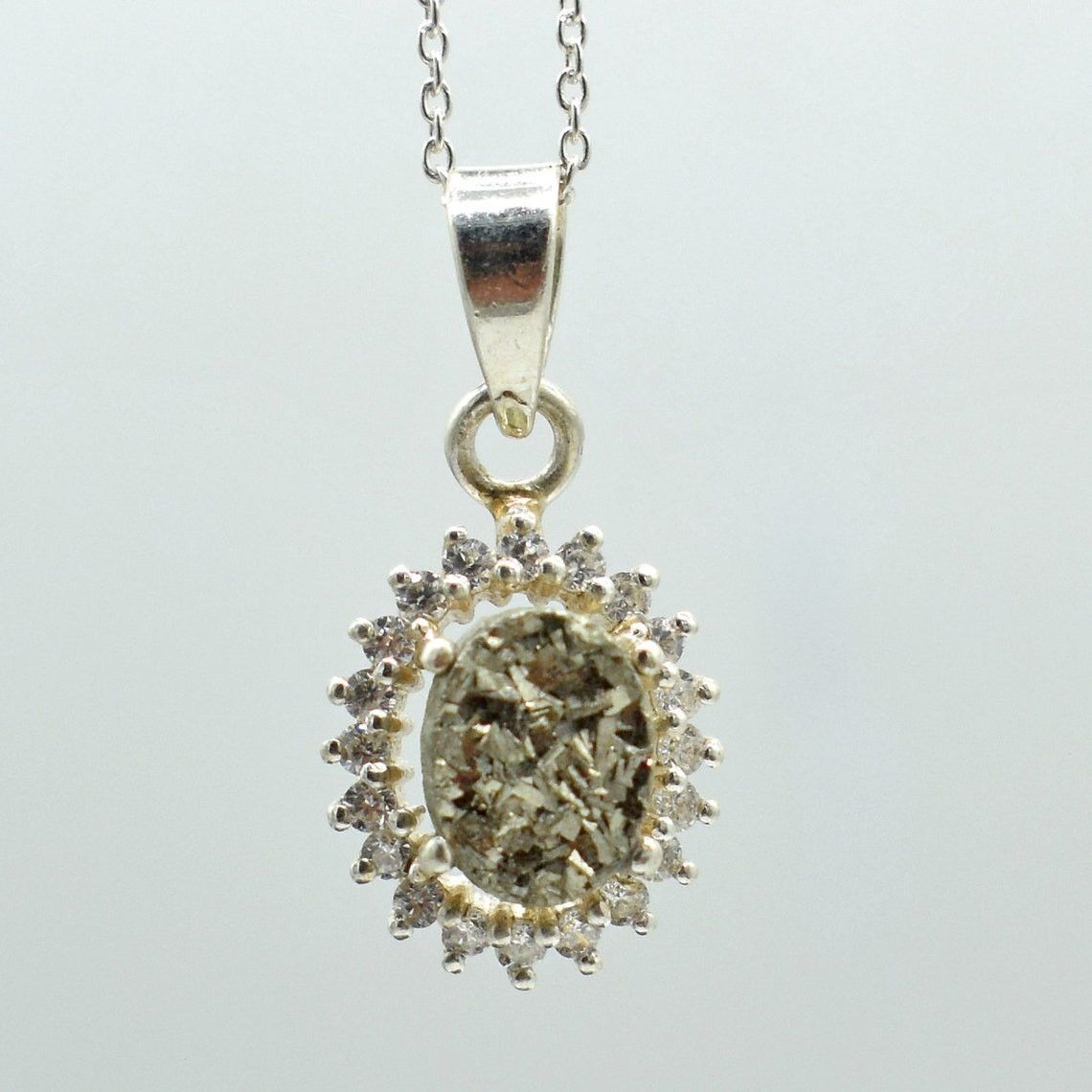 Handmade Pyrite Pendant Necklace: Oval Gemstone, 18 Inch Chain Size ONE SIZE - 1 Thumbnail