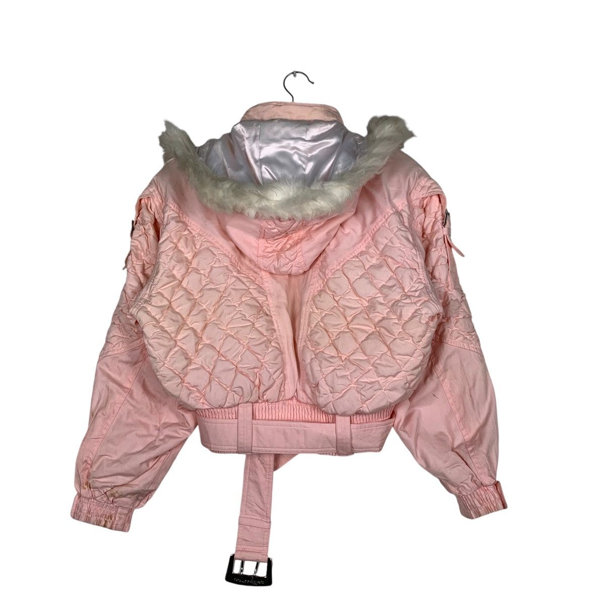 Courreges COURREGES Fur Hoodie Pink Belted Crop Jacket #1230-C56 Size S / US 4 / IT 40 - 7 Thumbnail