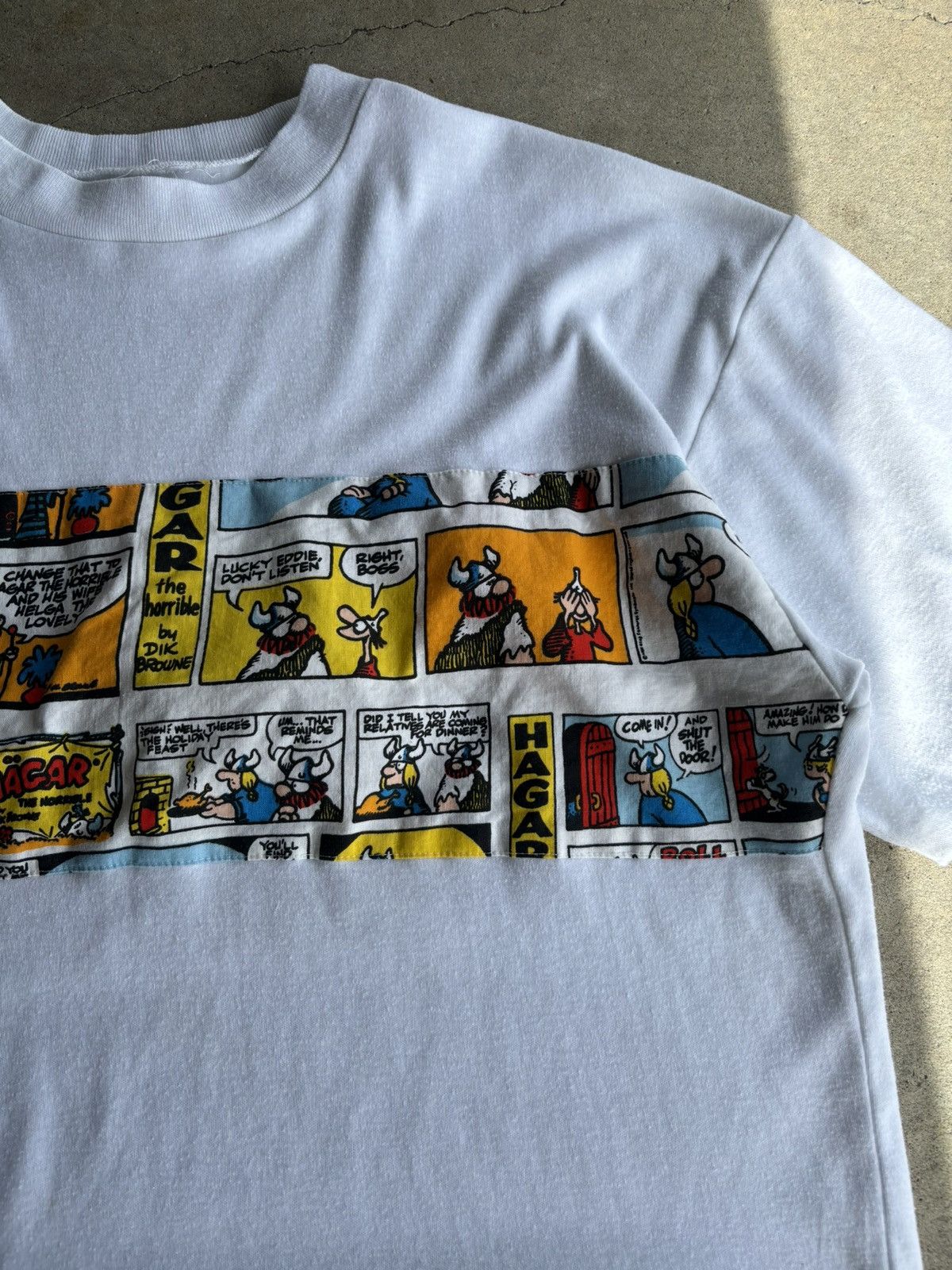 Vintage Crazy 90s Hagar The Horrible Faded Comic Strip White Tee Size US L / EU 52-54 / 3 - 3 Thumbnail