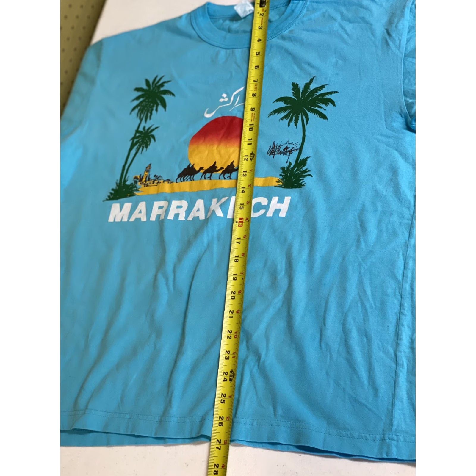 Vintage VINTAGE Mens Large Marrekech Blue Short Sleeve T-shirt travel L palm Trees Shirt Mens Blue Size US L / EU 52-54 / 3 - 7 Thumbnail