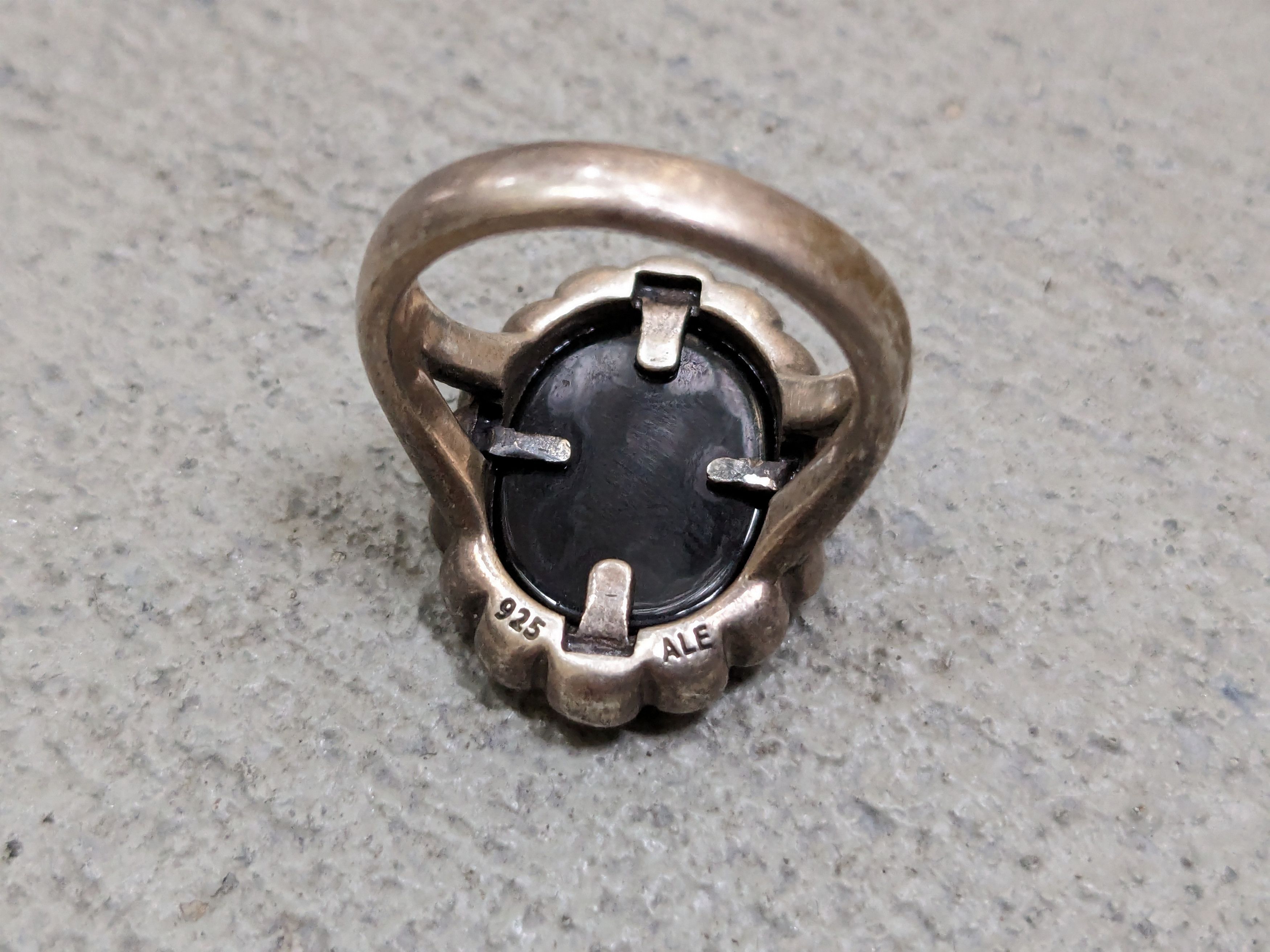 Jewelry × Sterling Silver × pandora Pandora Sterling Silver Cameo Ring Blue Agate Oval Lady Size ONE SIZE - 8 Thumbnail