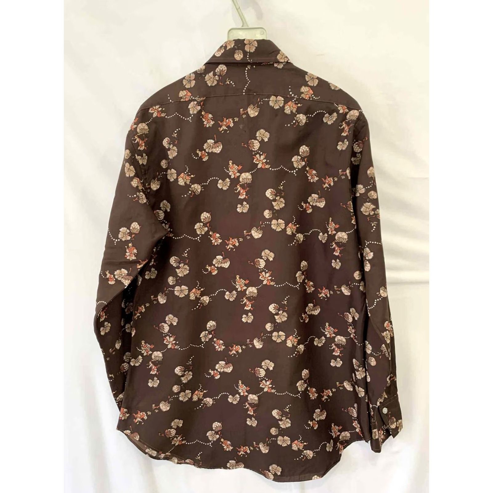 Vintage VINTAGE Sitlani Kowloon Hong Kong Hand Tailored Floral Brown Shirt Men’s M XS? 43" Chest Long Sleeve Button-Up Mens Size US M / EU 48-50 / 2 - 2 Thumbnail