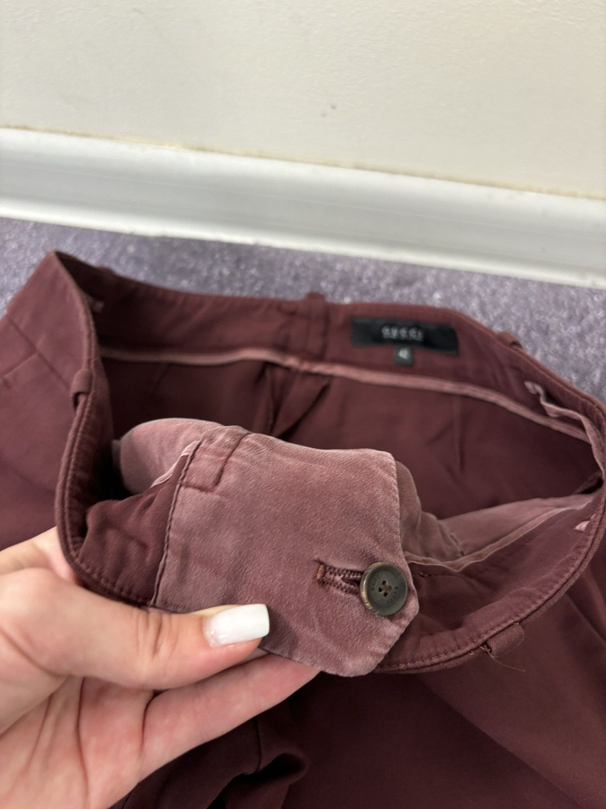 Gucci Gucci Women’s Vintage Slim Fit Burgundy Luxury Pants Size 28" / US 6 / IT 42 - 12 Thumbnail
