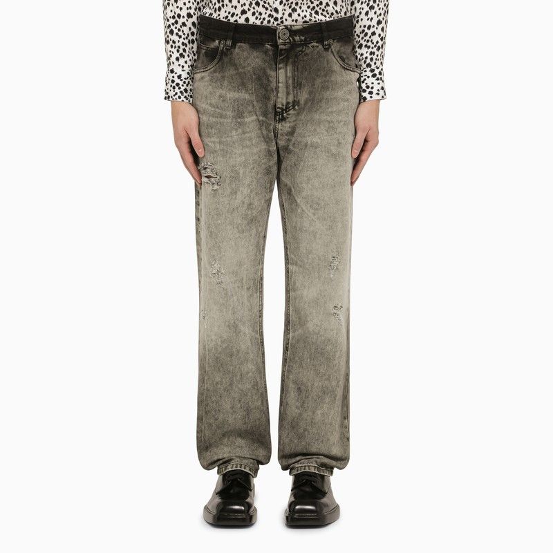 image of Balmain Light Grey Delave Denim Jeans, Men's (Size 30)