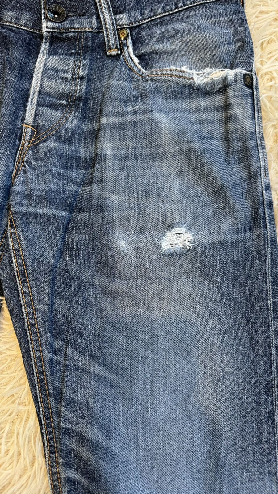 Edwin Offer‼️Edwin Buckle Back Selvedge Distressed Denim (24-195) Size US 31 - 8 Thumbnail