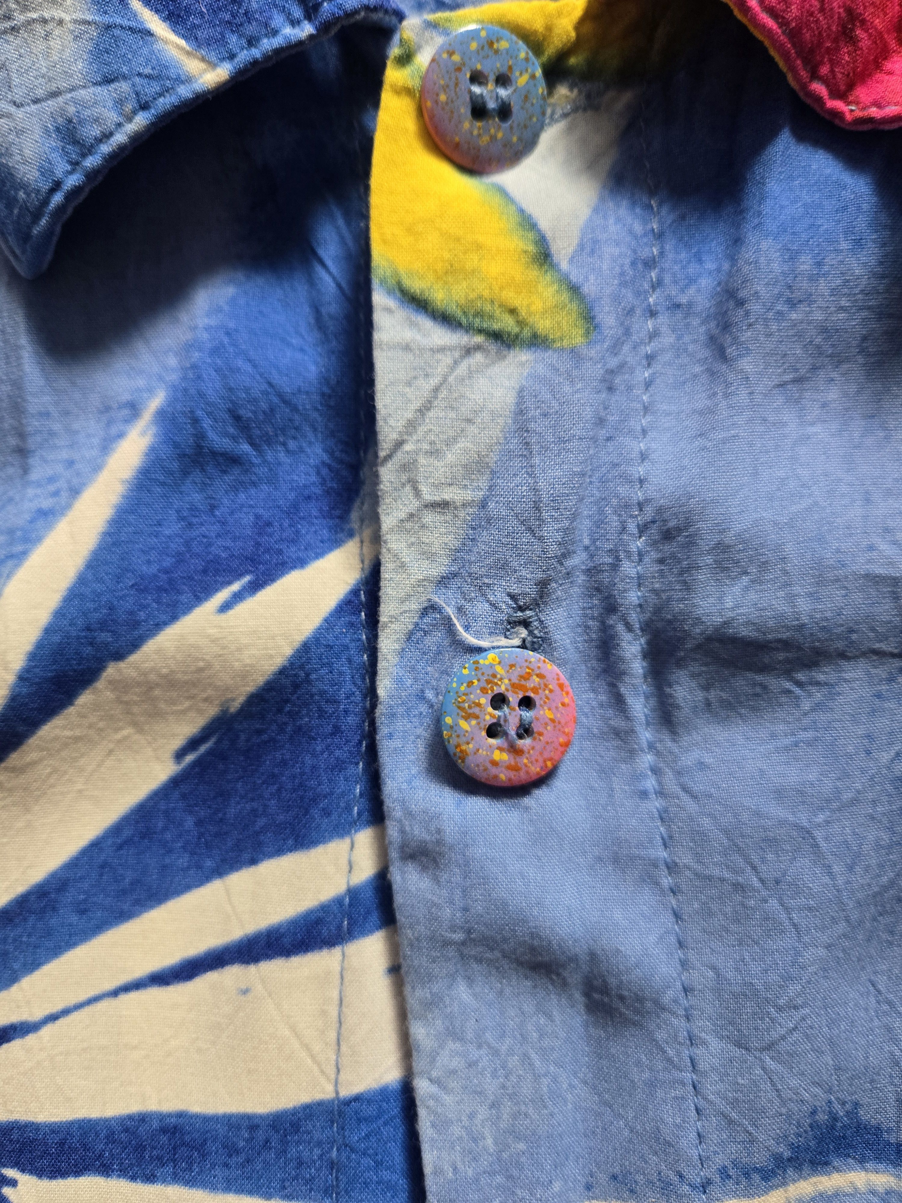 Jams World vtg 80s/90s Jams World L Blue Floral Rayon Hawaiian Shirt Size US L / EU 52-54 / 3 - 3 Thumbnail