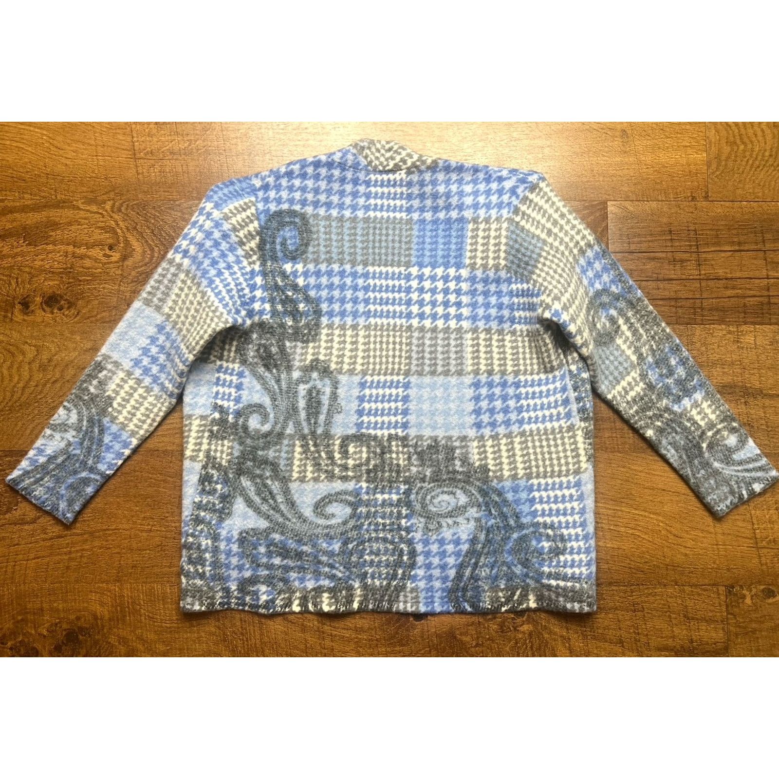 Talbots Talbots Cardigan Shirt Women Open Paisley Houndstooth Merino Wool Large Blue Size L / US 10 / IT 46 - 2 Thumbnail