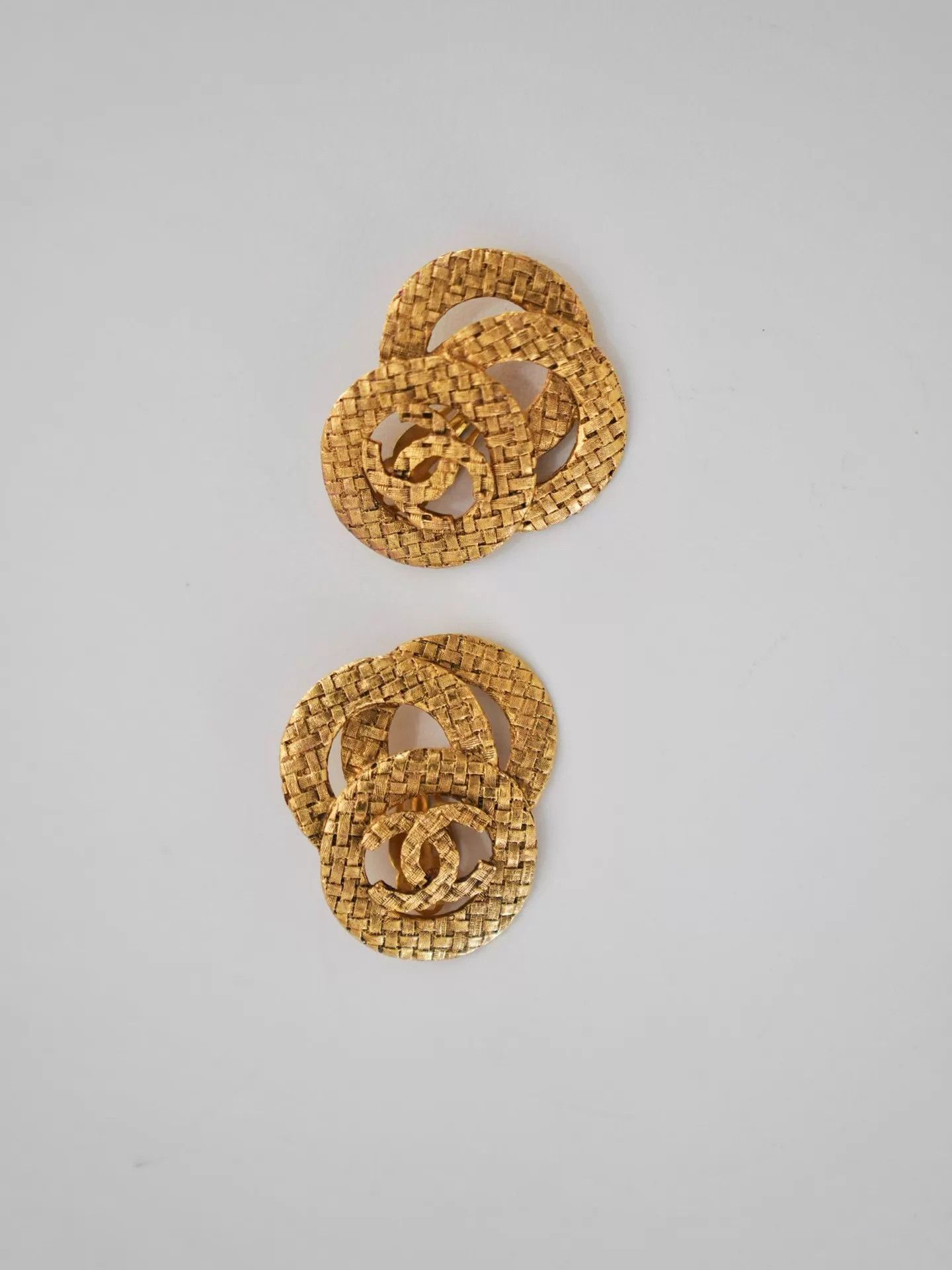 Chanel Chanel Vintage Woven CC Triple Ring Earclips Size ONE SIZE - 2 Thumbnail