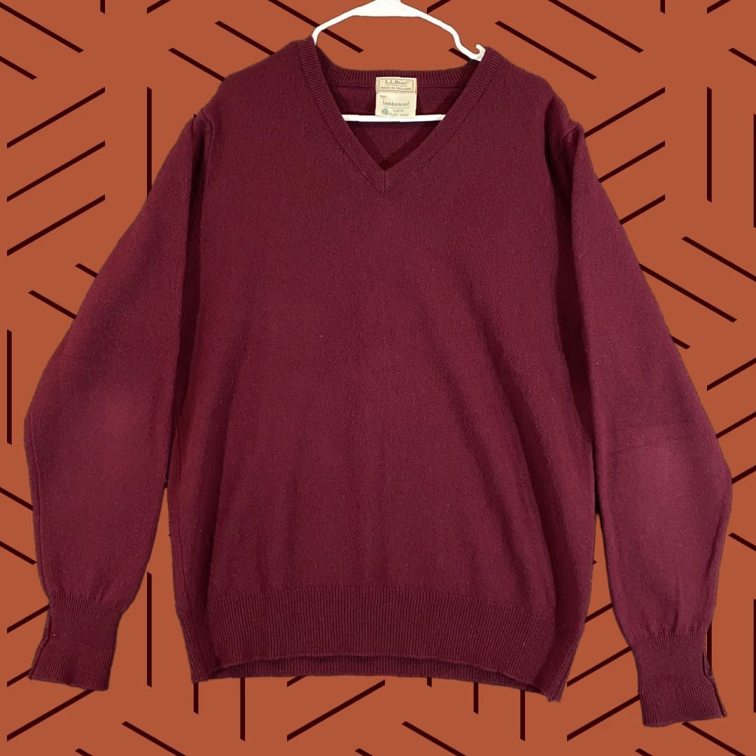 Vintage VINTAGE LL BEAN Sweater Mens XL Red Burgundy Lambs Wool Knit Pullover Jumper Grandpa L/S Size US XL / EU 56 / 4 - 1 Thumbnail