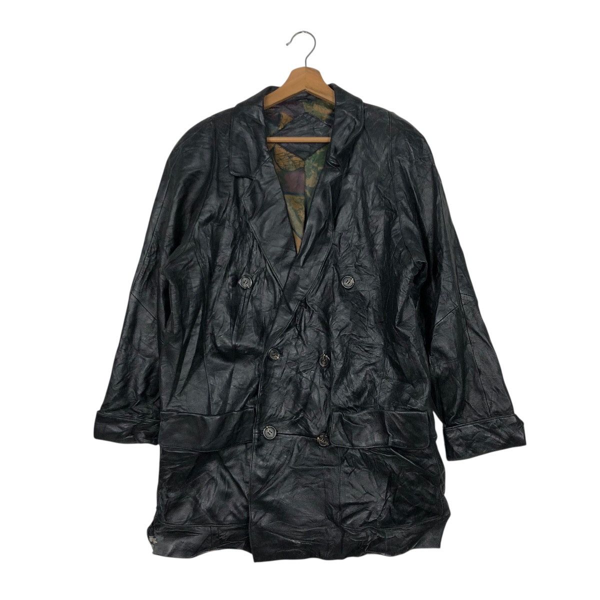 Japanese Brand Artisanal Crinkled Leather Trench Map Lining Issey Miyake Size US M / EU 48-50 / 2 - 2 Thumbnail
