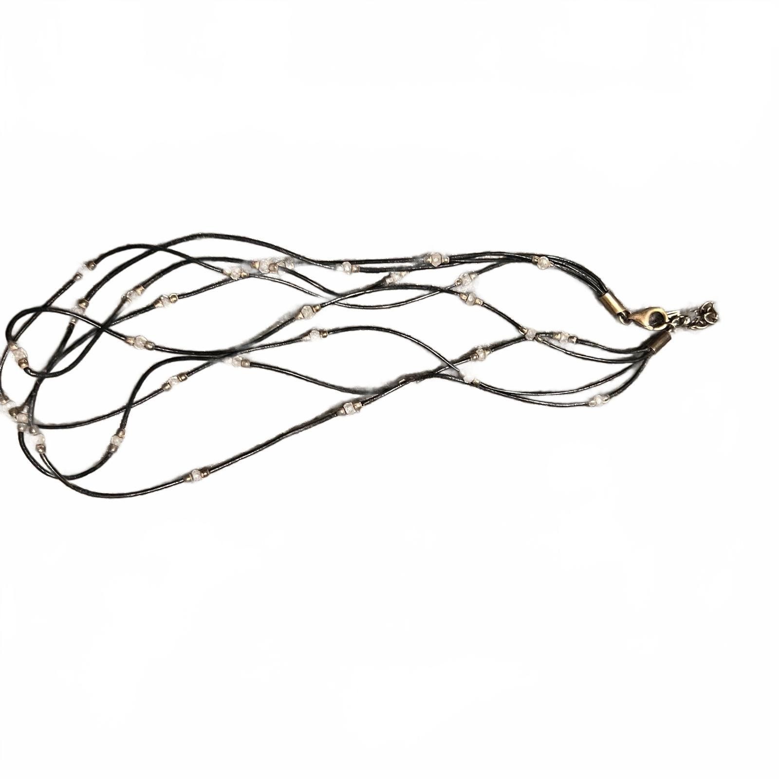 Unknown London Multi-Strand Black Cord Necklace with Small Beads Size ONE SIZE - 1 Thumbnail