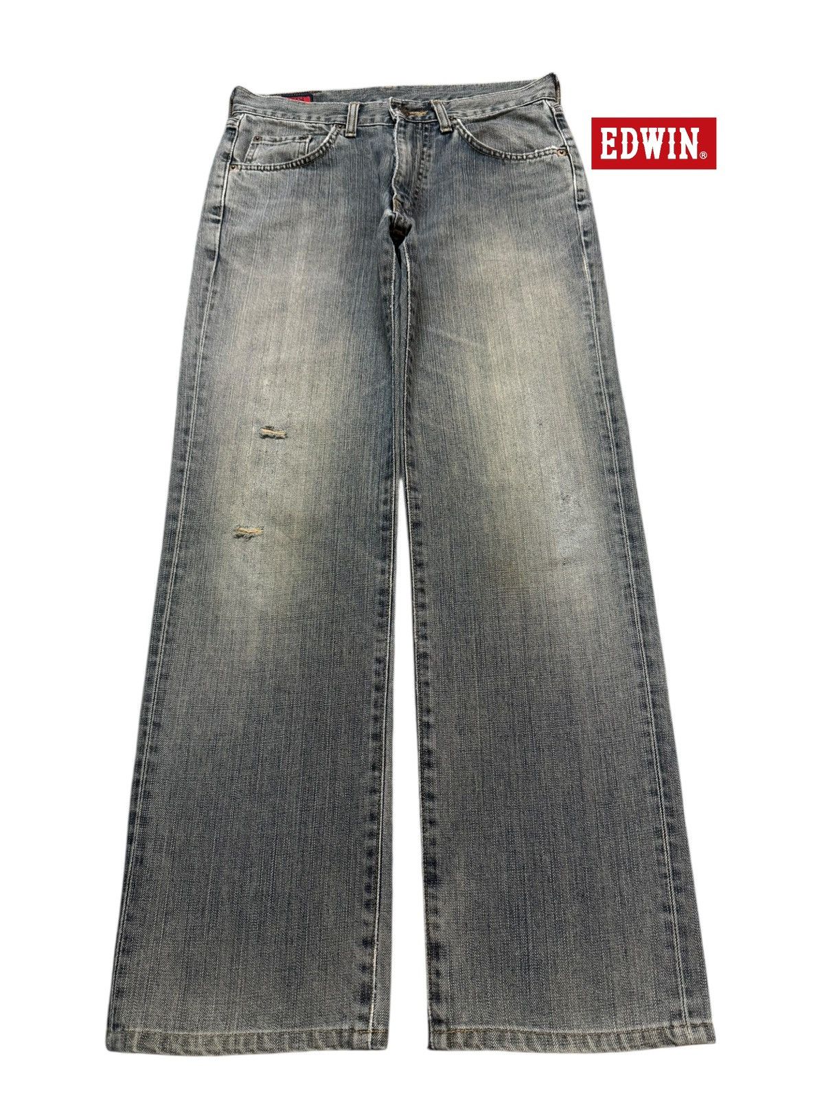 Edwin Vintage 90s Edwin 503zz Faded Wash Distress Straight Leg Size US 30 / EU 46 - 1 Thumbnail