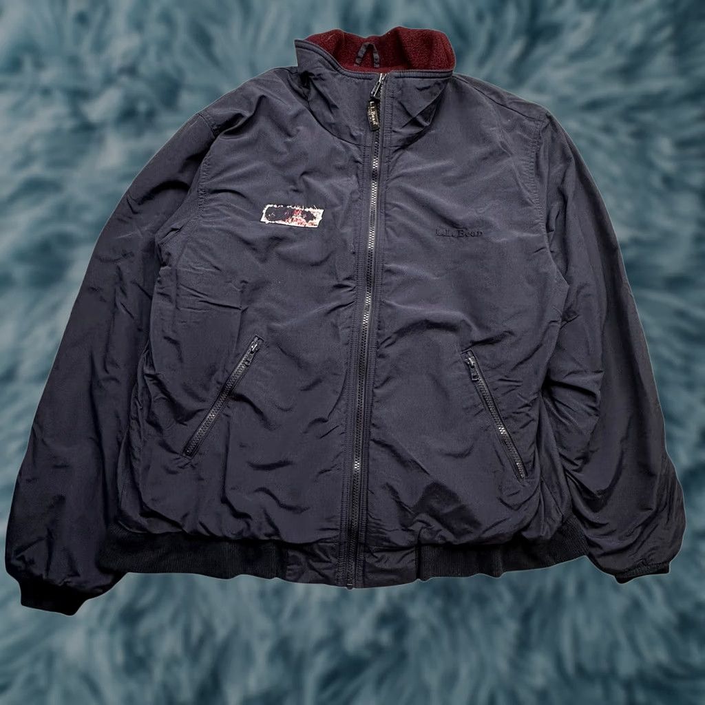 Vintage VINTAGE LL Bean Warm Up Fleece Lined Coach Jacket Mens Medium Navy Logo Full Zip Size US M / EU 48-50 / 2 - 1 Thumbnail