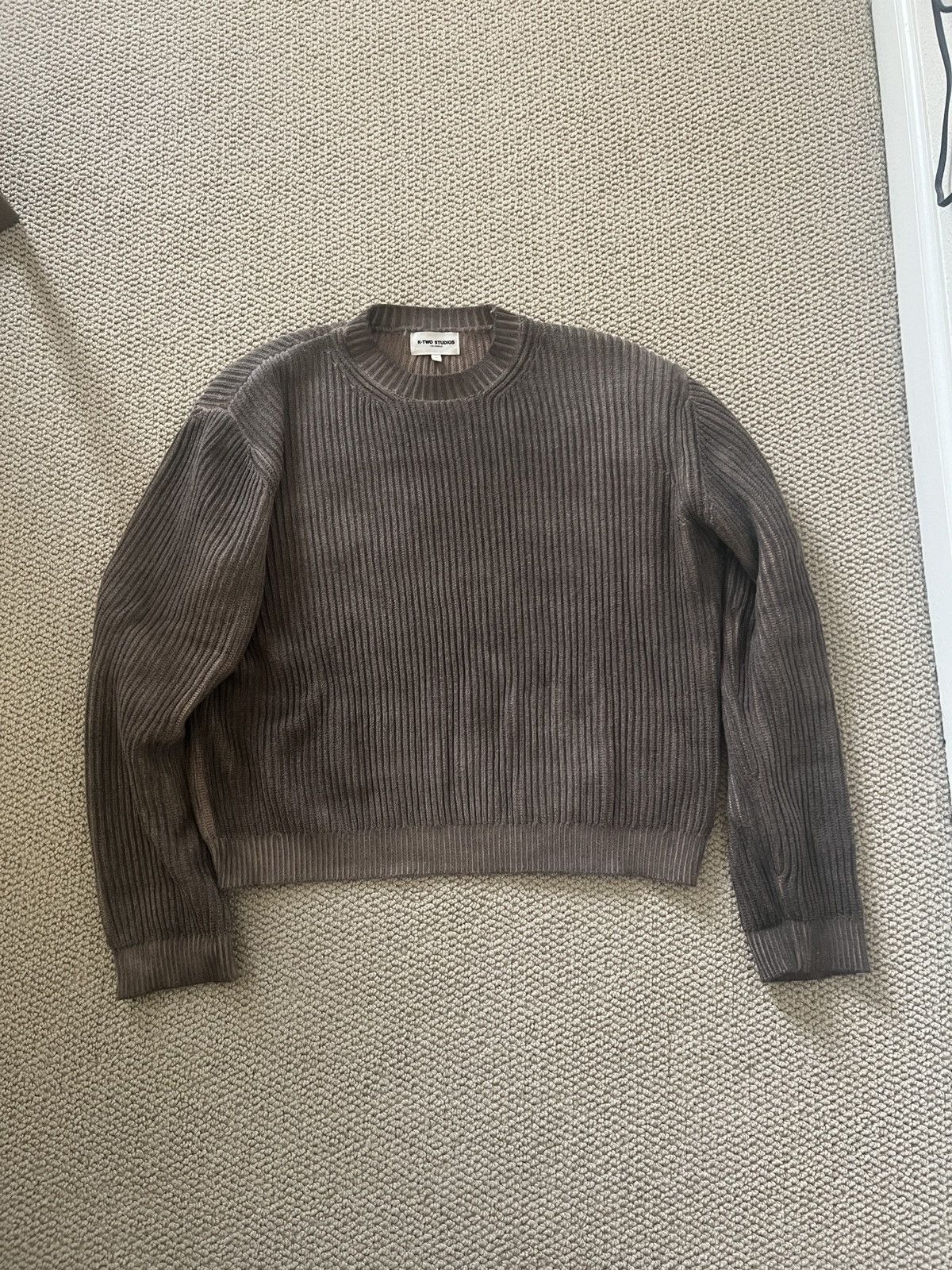 image of K Two Studios Washed Fisherman Knit (Brown), Men's (Size XL)