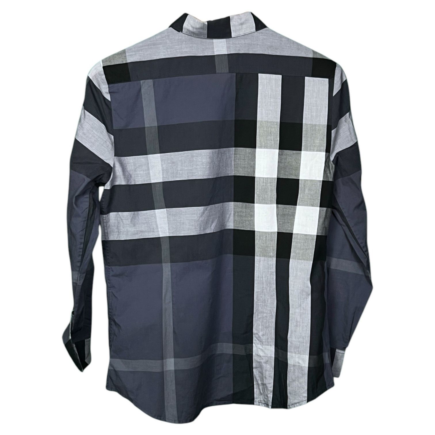 Men's Burberry Long Sleeve Button Up Shirt Blu Nova Check Sm