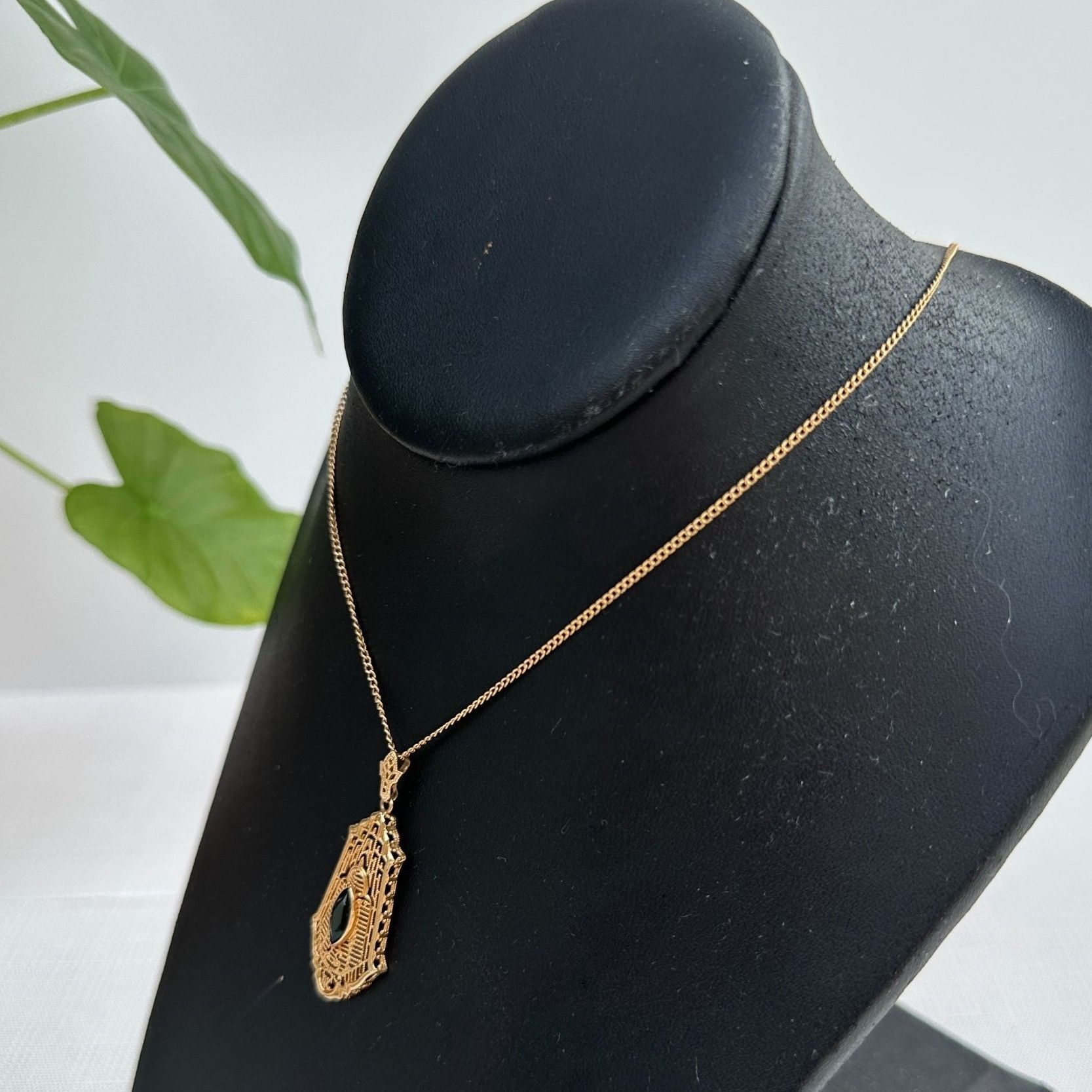 Other 14K Gold Esposito Jewelry Co.Pendant Necklace with Green Gla Size ONE SIZE - 6 Thumbnail