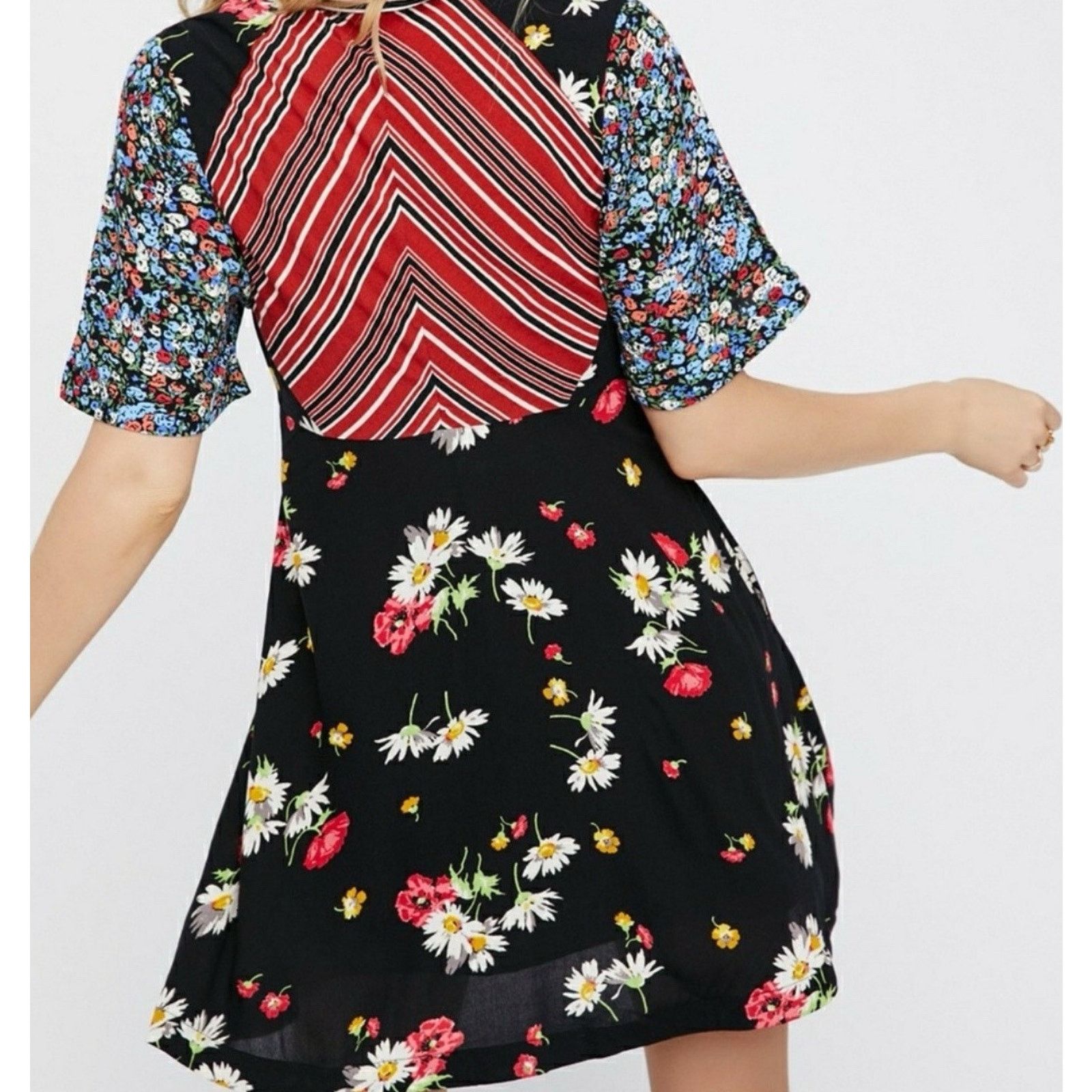 Free People Free People Mix It Up Printed Patchwork Mini Dress Boho 8 Size M / US 6-8 / IT 42-44 - 3 Thumbnail