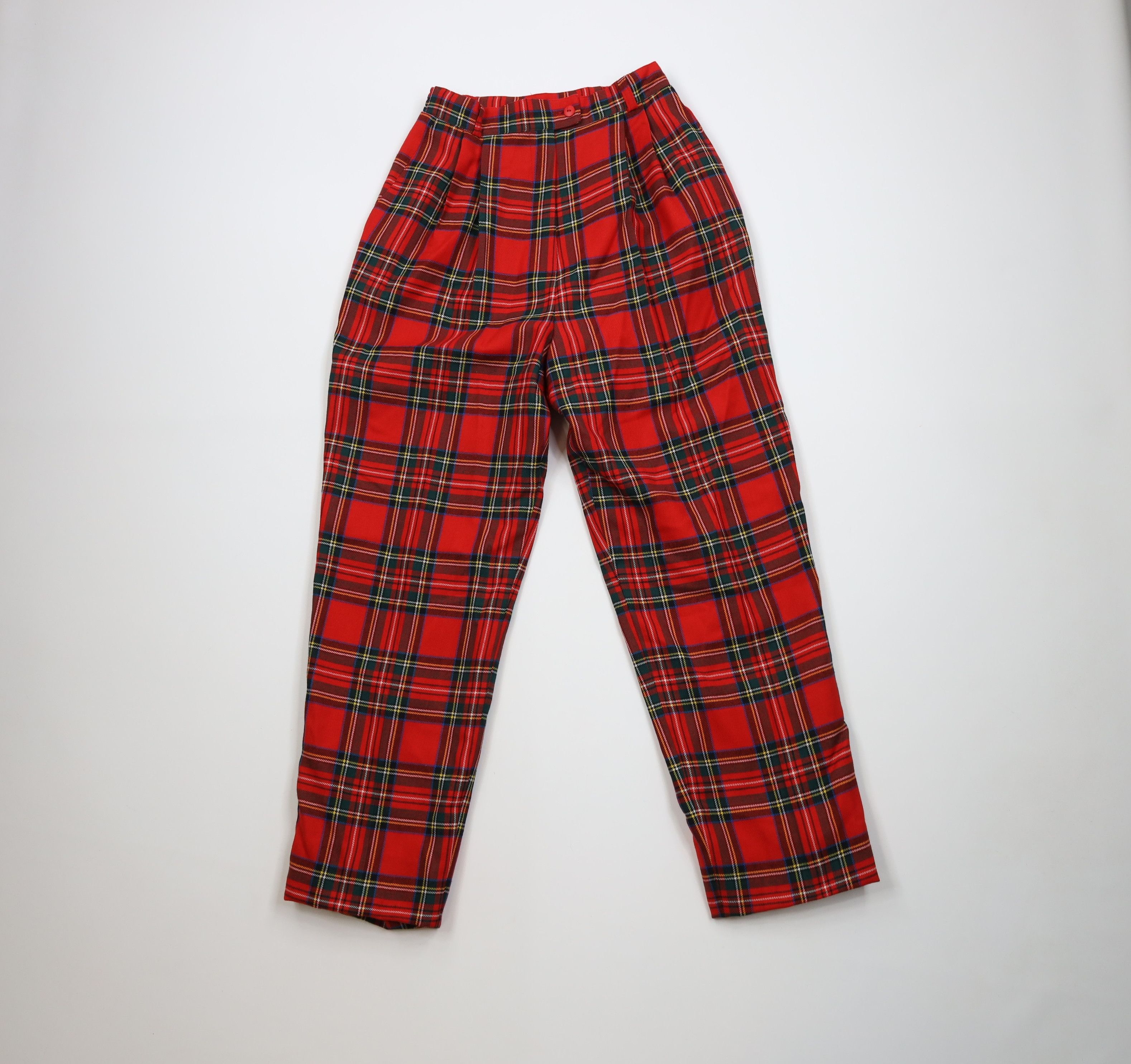 Vintage Vintage 90s Streetwear Tapered Leg Chino Pants Red Plaid Size 28" / US 6 / IT 42 - 1 Thumbnail