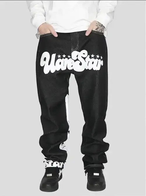 Japanese Brand × Jean Letter Print Baggy Jeans Unisex Size US 28 / EU 44 - 3 Thumbnail