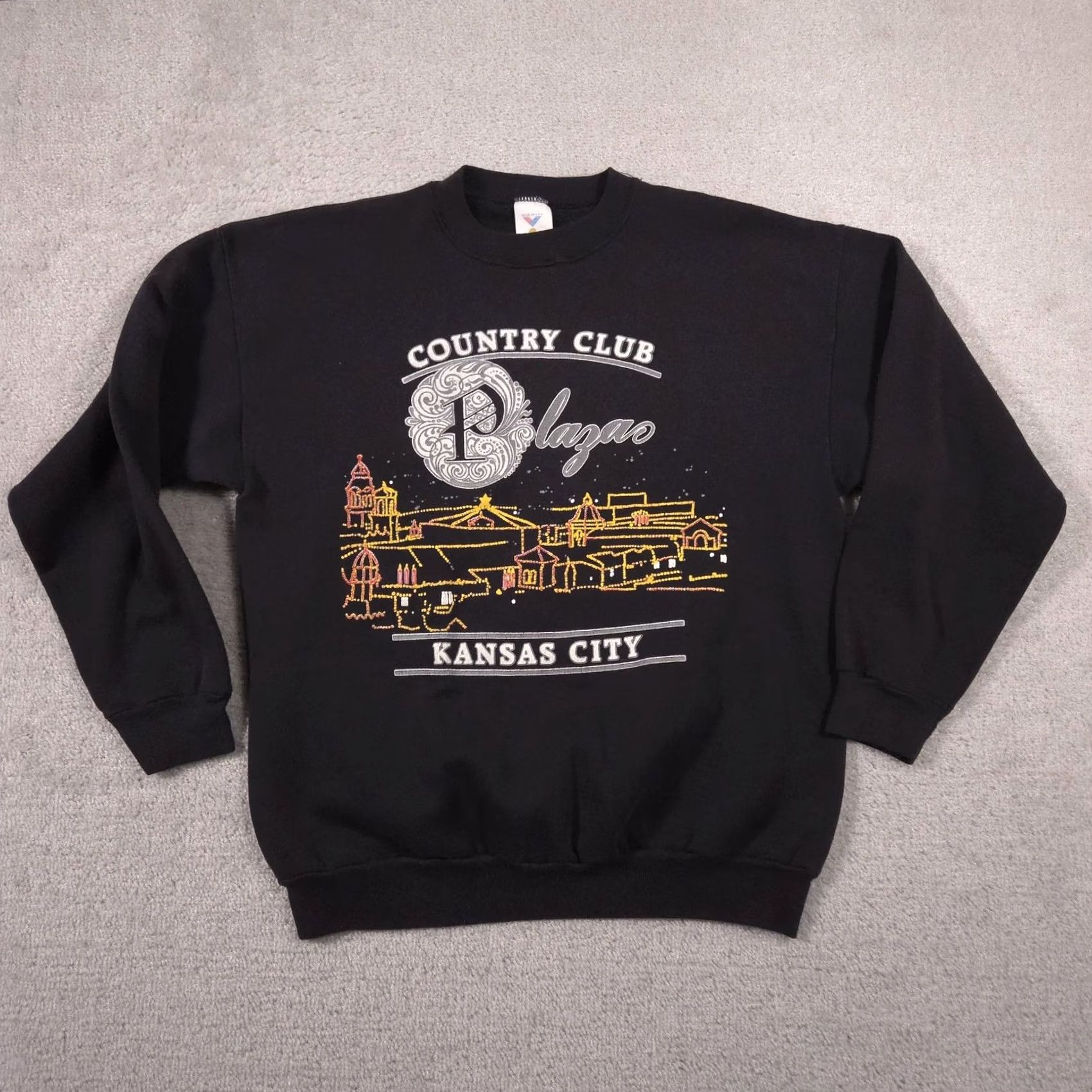 Vintage VINTAGE Artex Sweatshirt Mens L Black City Theme Kansas City 90s Graphic Print Crew Neck Pullover Size US L / EU 52-54 / 3 - 2 Thumbnail