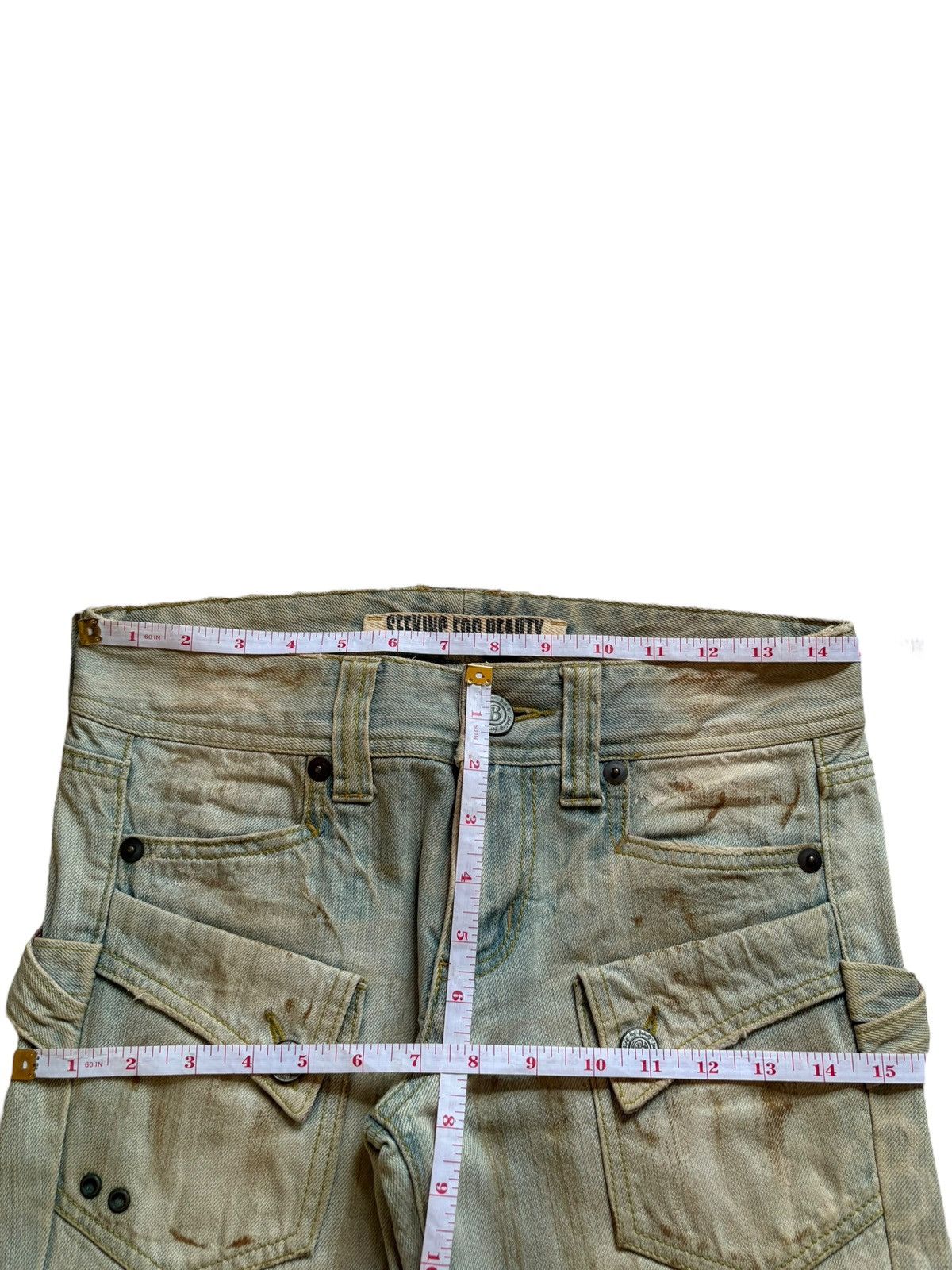 Japanese Brand Vintage Japanese Brand Mud Wash Distressed Cargo Flare Jeans Size 30" / US 8 / IT 44 - 12 Thumbnail