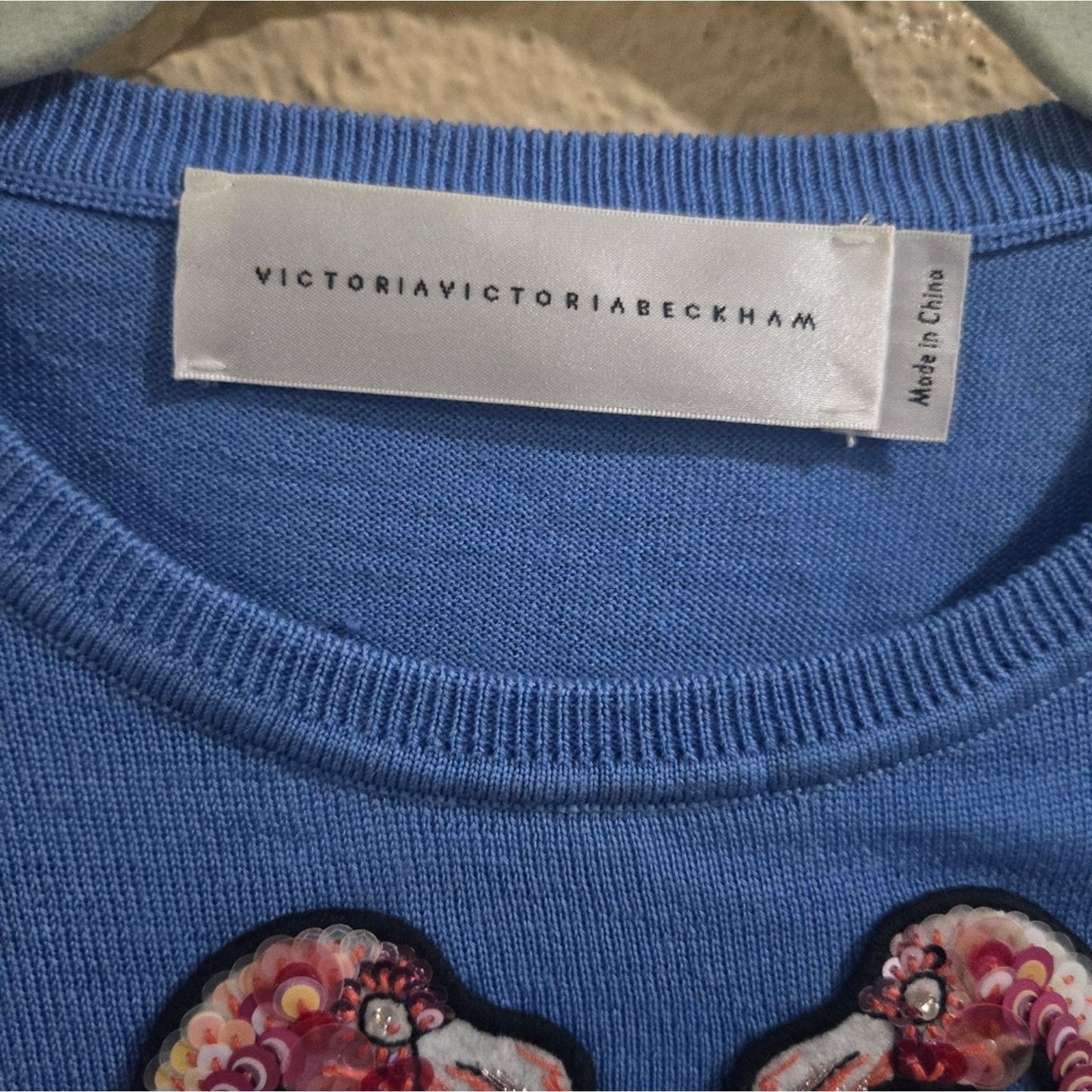 Victoria Beckham Victoria Victoria Beckham Flamingo Crew Sweater, Blue, 6 Size M / US 6-8 / IT 42-44 - 4 Thumbnail