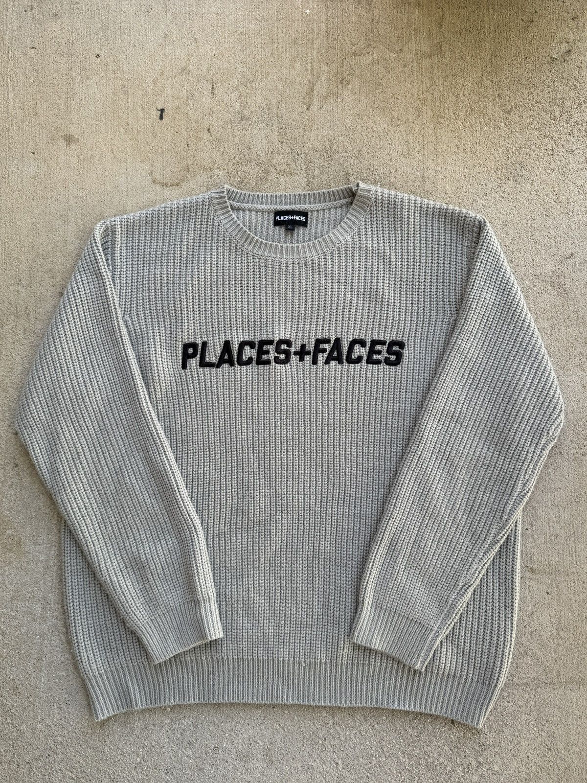 PLACES PLUS FACES CABLE KNIT JUMPER GREY