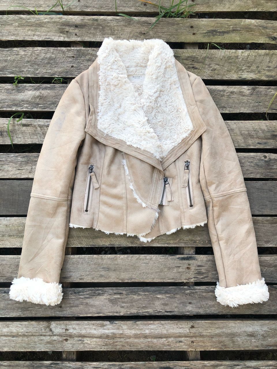 If Six Was Nine Rachel Faux Fur Cropped Leather Jacket Size XS / US 0-2 / IT 36-38 - 1 Thumbnail