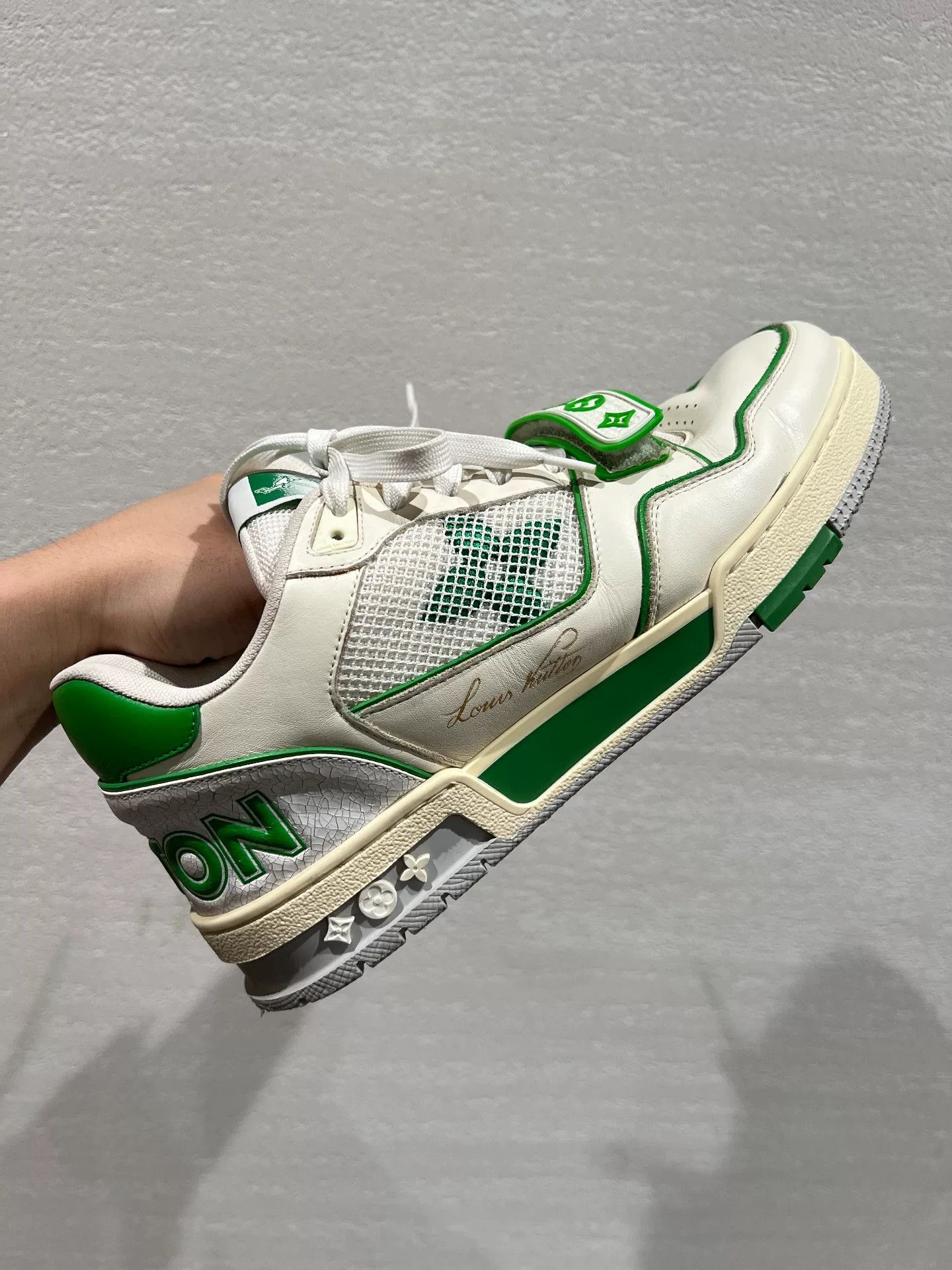 Louis Vuitton Louis Vuitton Green and White Trainers Size 42 Size US 9 / EU 42 - 1 Thumbnail