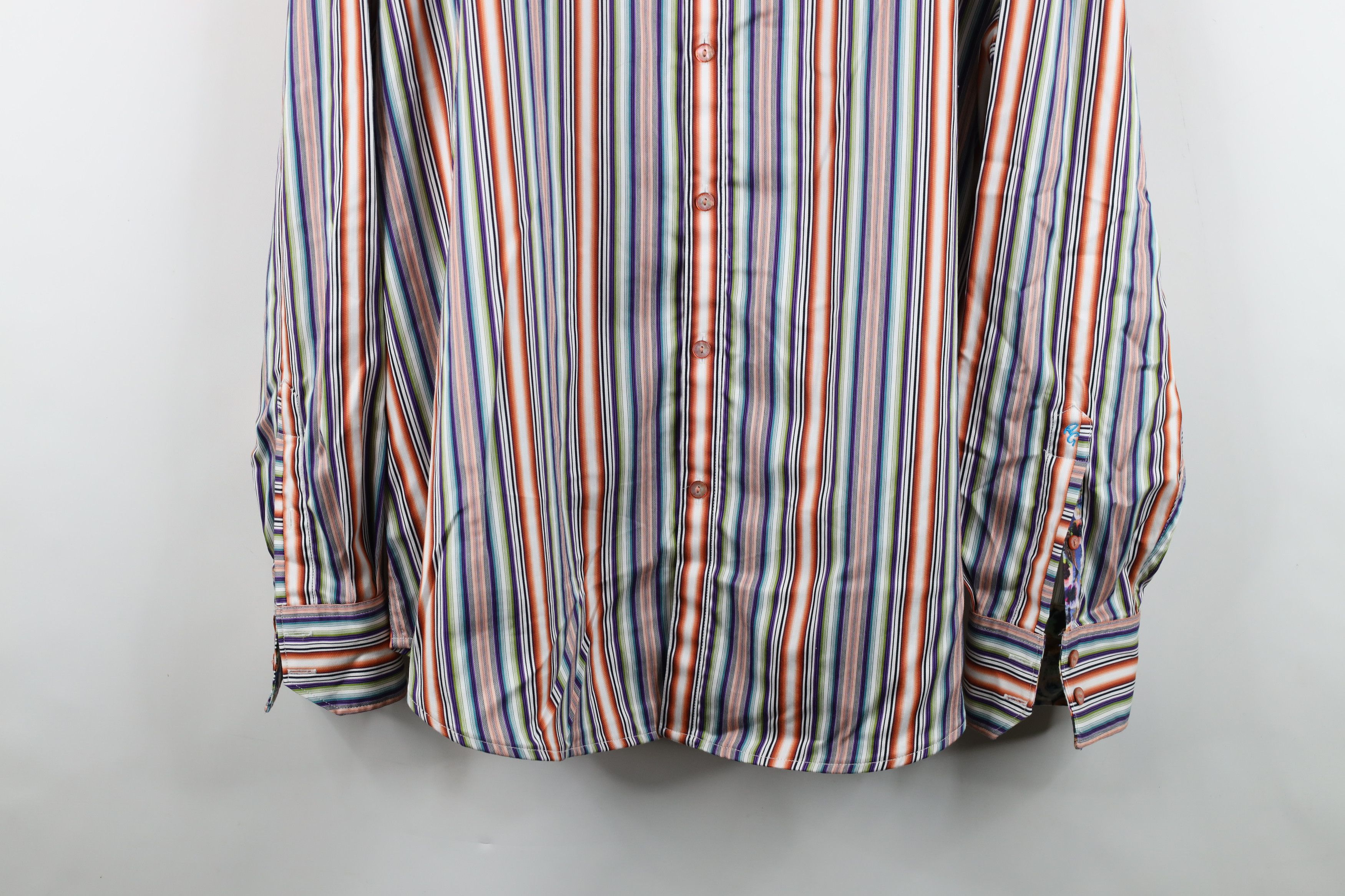 Robert Graham Robert Graham Fit Rainbow Striped Flip Cuff Button Shirt Size US XXL / EU 58 / 5 - 3 Thumbnail
