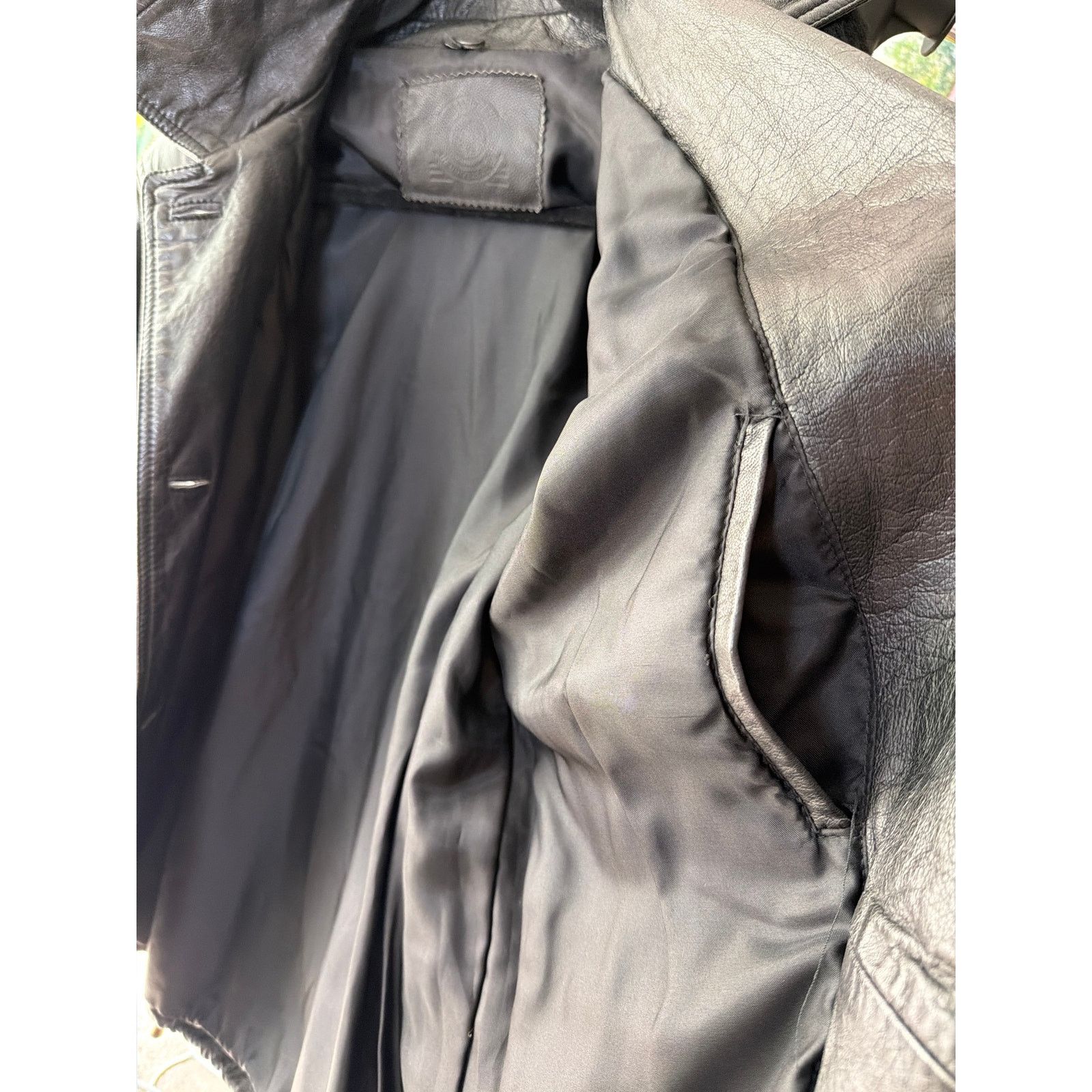 Cedarwood State 0241 Vintage Black Leather Jacket Fur Oklahoma State Seal Size S / US 4 / IT 40 - 6 Thumbnail