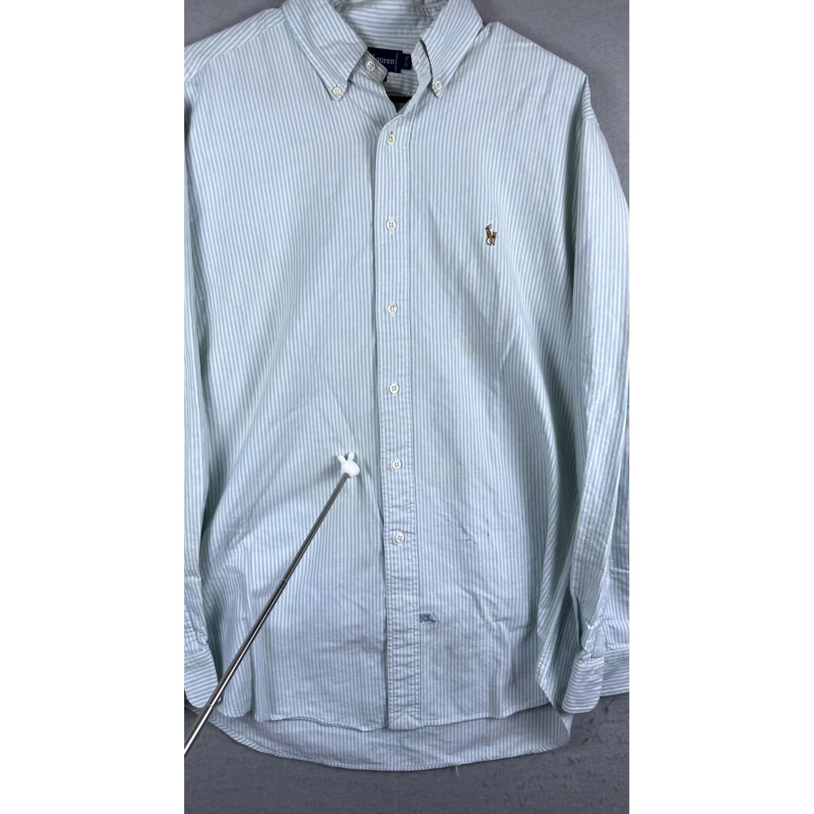 Ralph Lauren Ralph Lauren Dress Shirt Mens Blue White Stripe Button Down Cotton Logo 17-35 Size 46R - 6 Thumbnail
