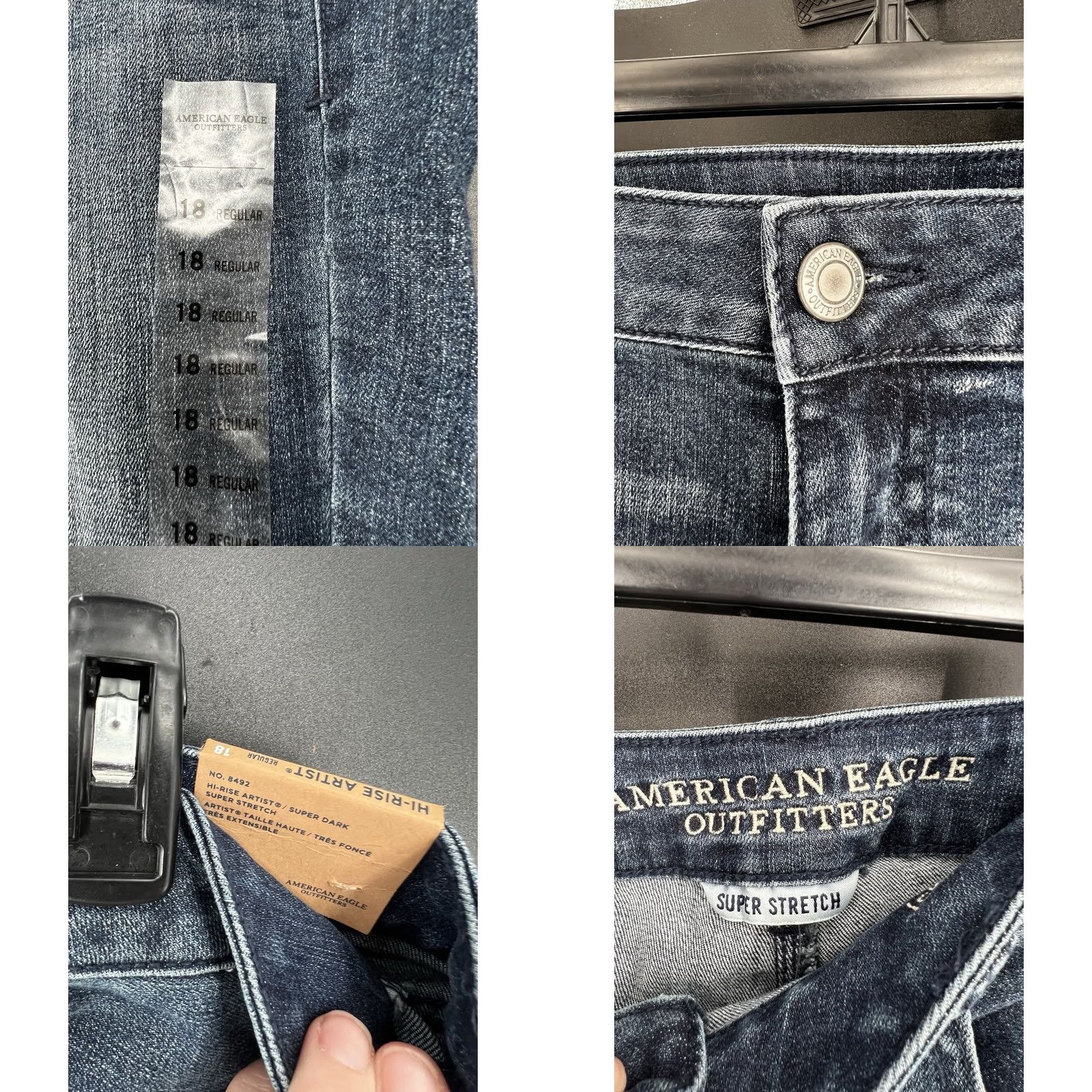 American Eagle Outfitters VINTAGE? No — American Eagle Hi-Rise Boho Artist Flare Jeans Blue 18 Regular Womens Jeans 5-Pocket Retro 70s Boho Stretch Indigo Bright Indigo Size 40" / US 18 - 8 Thumbnail
