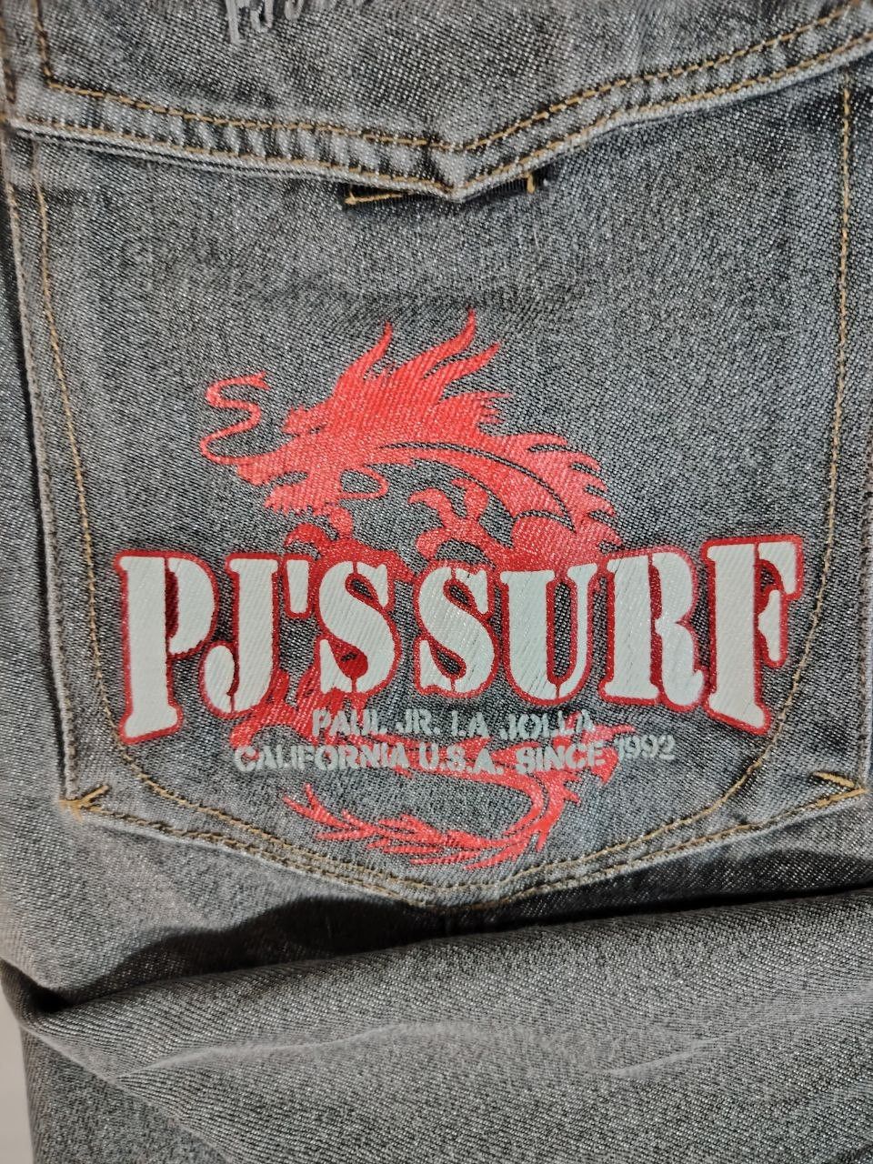 Japanese Brand ARCHIVAL Y2K PJ'S SURF "Dragon" Baggy Cargo Denim Size US 30 / EU 46 - 4 Thumbnail