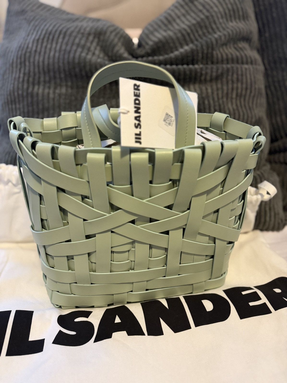 Jil Sander Medium Woven Basket Tote Bag - Seagreen Size ONE SIZE - 2 Thumbnail