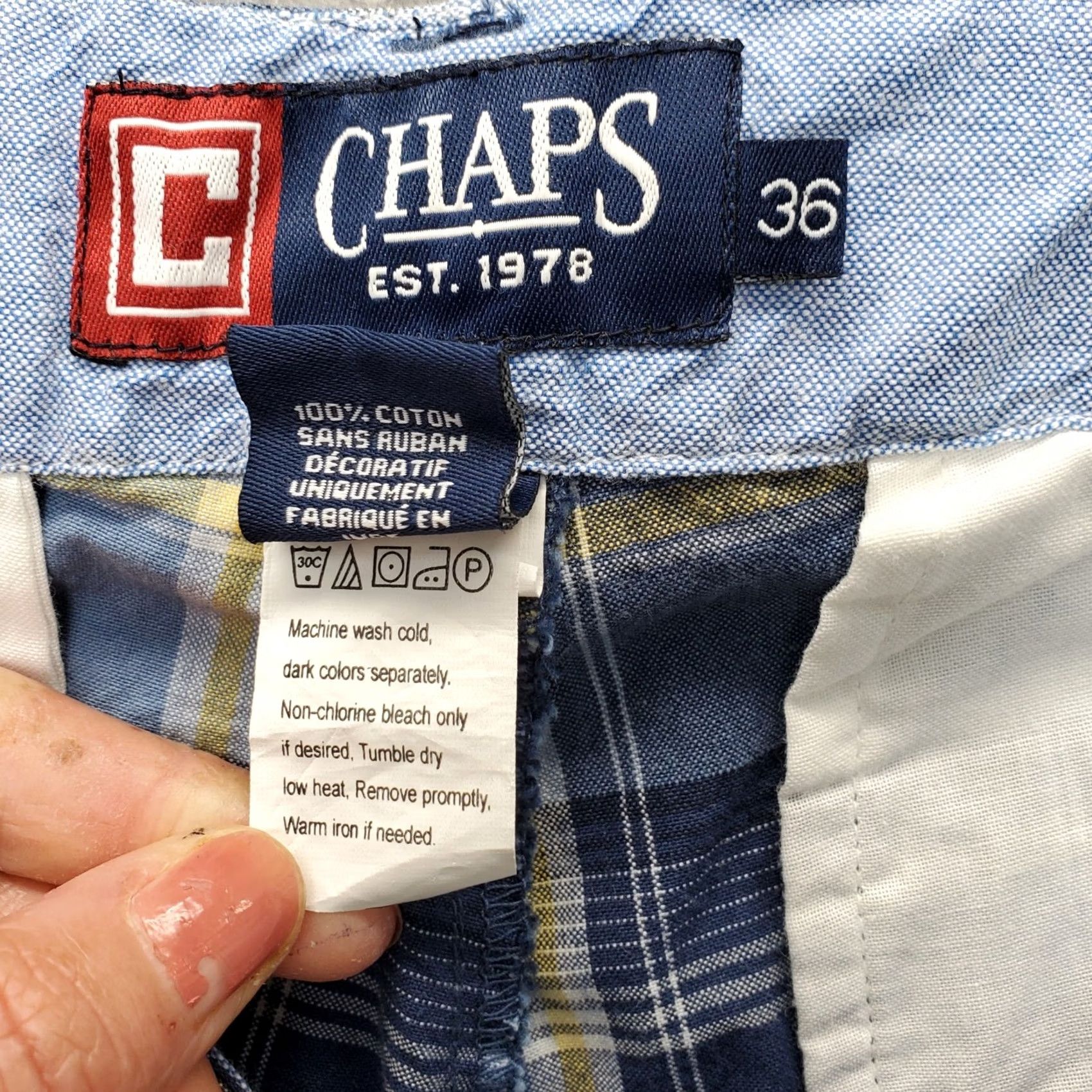 Chaps Chaps Mens Chino Shorts Plaid Multicolor Flat Front 36W Slash Pocket Size 36 Mens Shorts Size US 36 / EU 52 - 7 Thumbnail