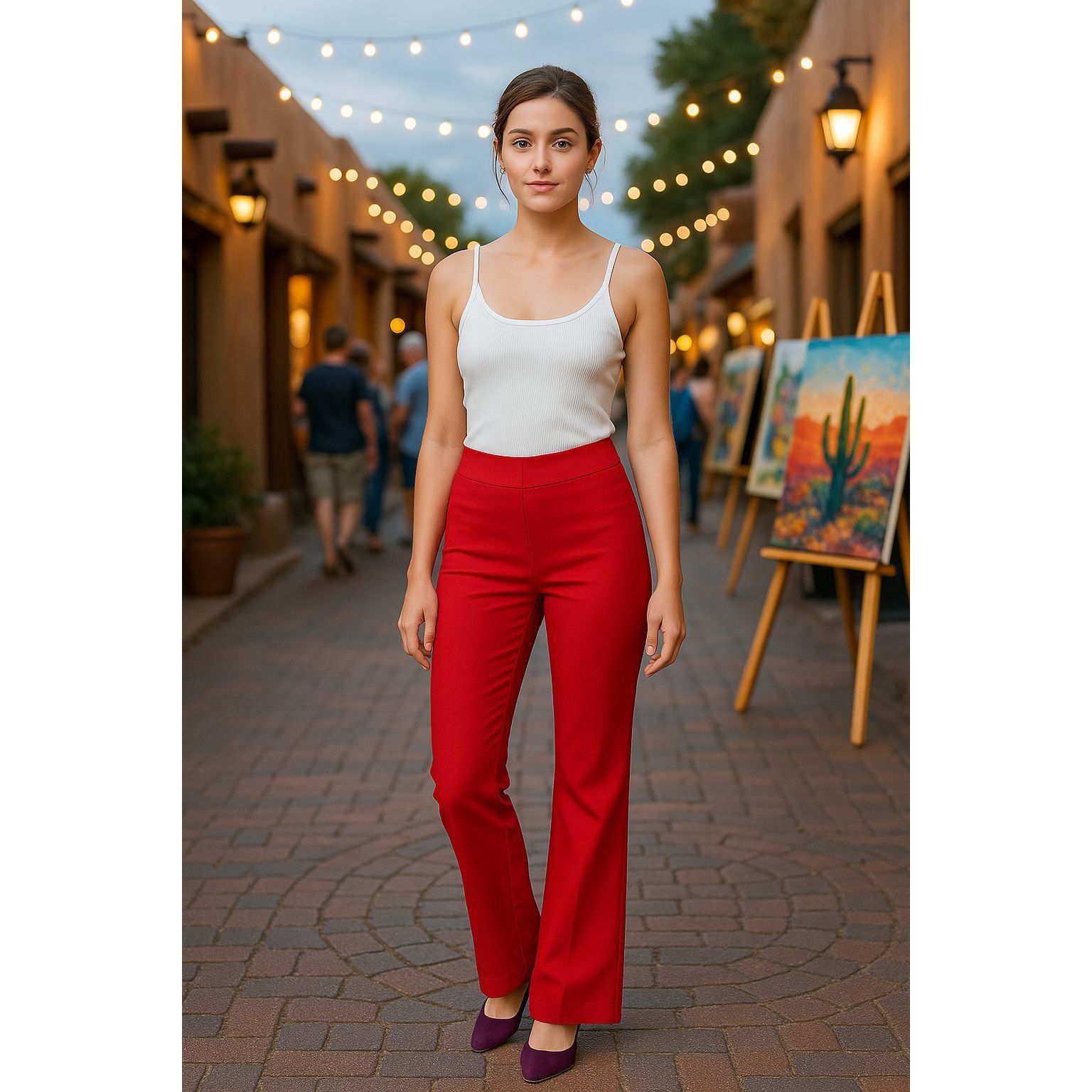 Other 7th Avenue Design Studio Medium Red Pants Bold Chic Trousers Size 30" / US 8 / IT 44 - 4 Thumbnail