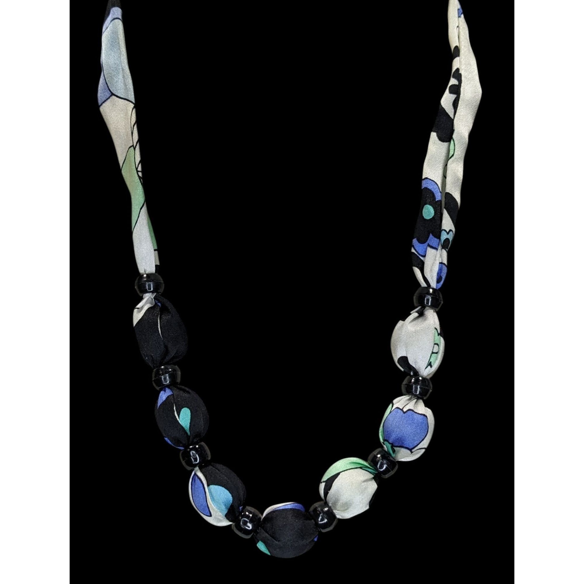 Other Vintage Beaded Scarf Necklace Black White Blue Retro 60s 70s Size ONE SIZE - 2 Thumbnail
