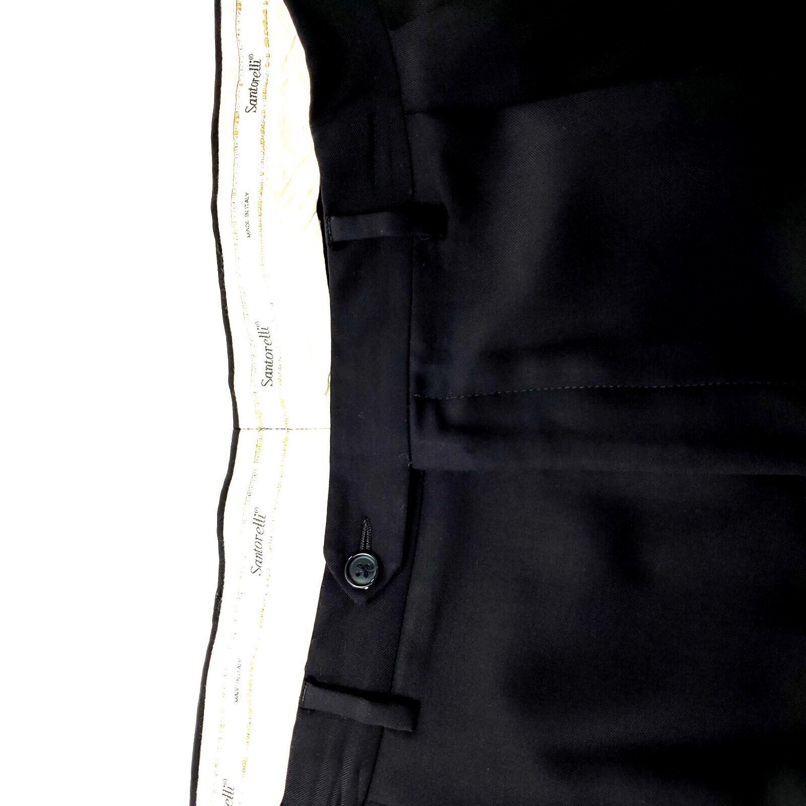Santorelli Santorelli Luxury Serge Wool Dress Pants 43/28 Black Pleated Size 42R - 2 Thumbnail
