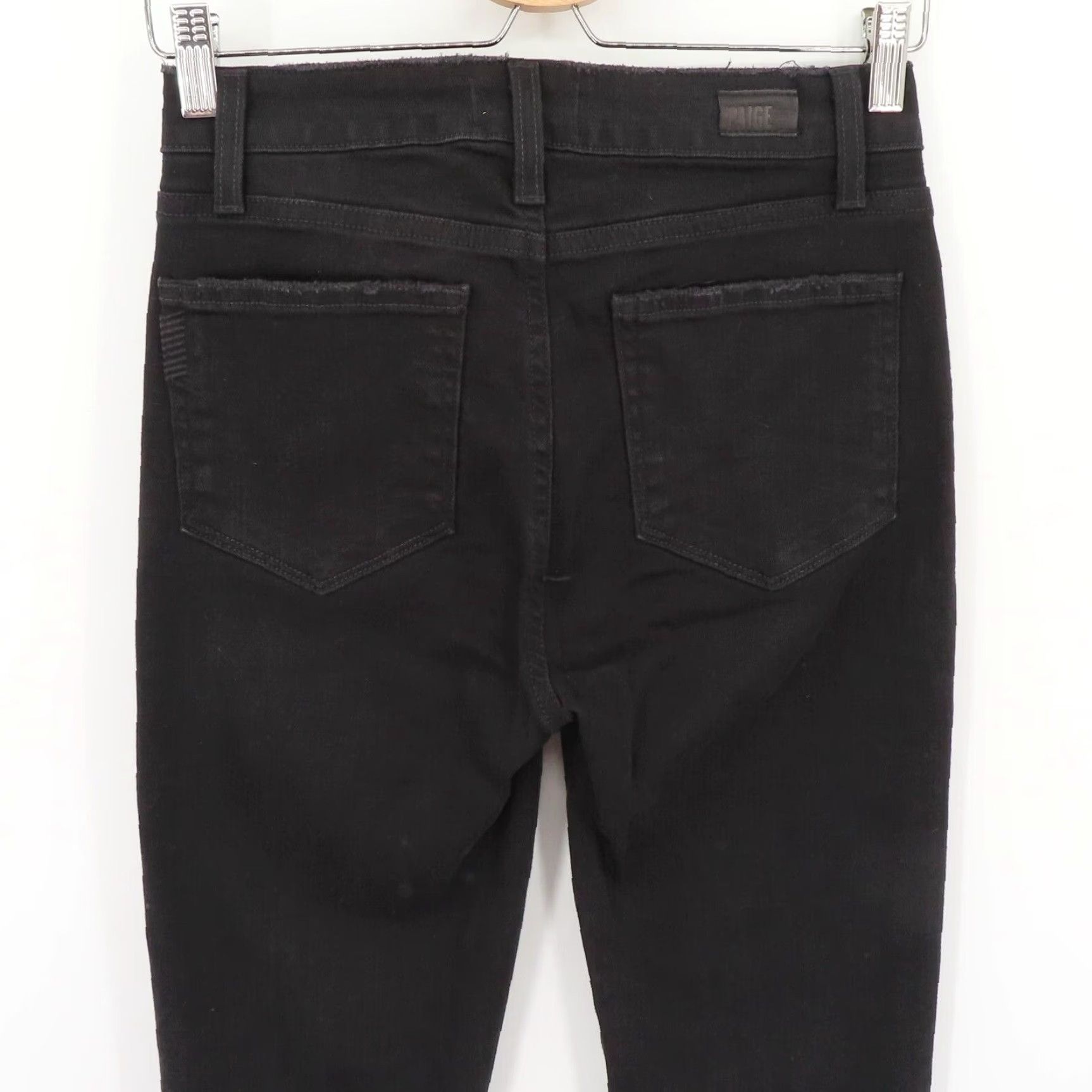 Paige Paige Hoxton Ankle Peg Lace Up Jeans Womens 27 Black Denim Cotton Blend Boyfriend Regular Hem 5.5" Inseam 30" Size 27" / US 4 / IT 40 - 4 Thumbnail