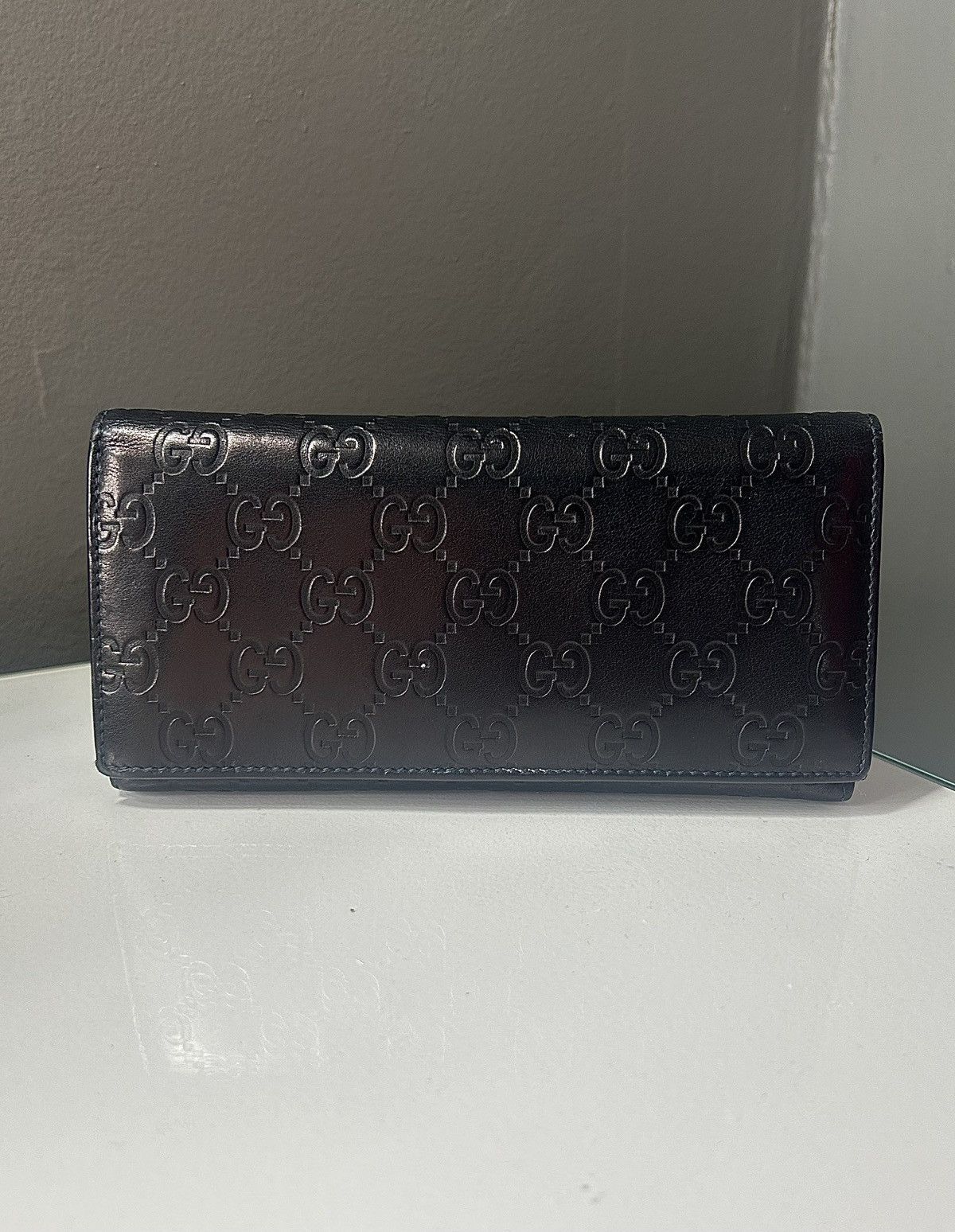 Gucci Gucci Guccissima Leather Dark Navy Blue Continental Wallet Size ONE SIZE - 1 Thumbnail
