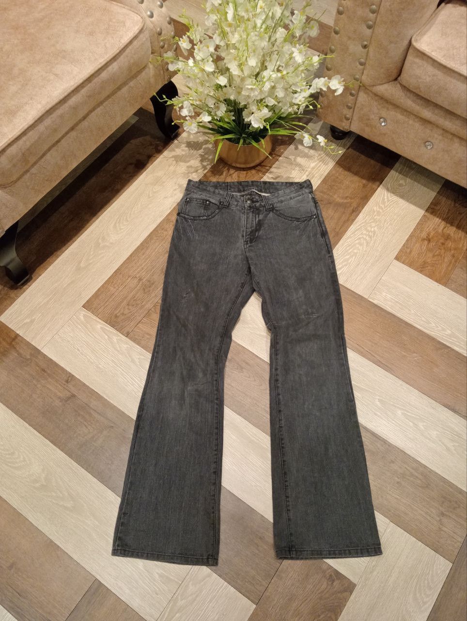 JAPANESE CUSTOM CULTURE MIX COWHIDE LEATHER FLARE JEANS