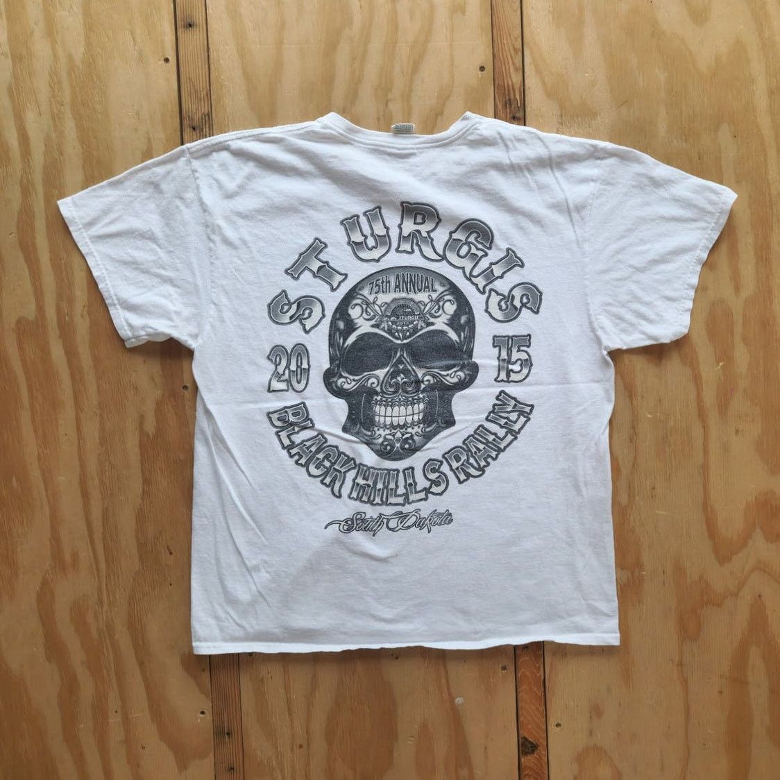 Harley Davidson Sturgis Black Hill Rally Biker HD Double Sided Skull Grunge Size US XL / EU 56 / 4 - 1 Thumbnail