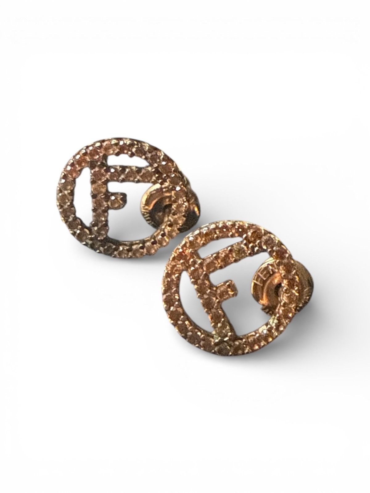 Fendi AUTHENTIC FENDI Rhinestone Rose Gold Earrings Size ONE SIZE - 1 Thumbnail