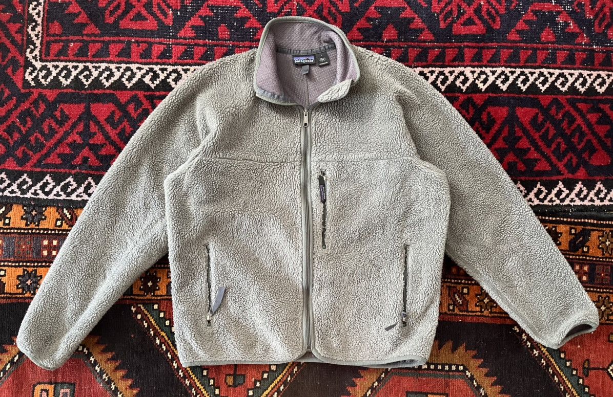 image of Vintage 1999 Patagonia Deep Pile Fleece Cardigan - Sz. L in Green, Men's (Size Large)